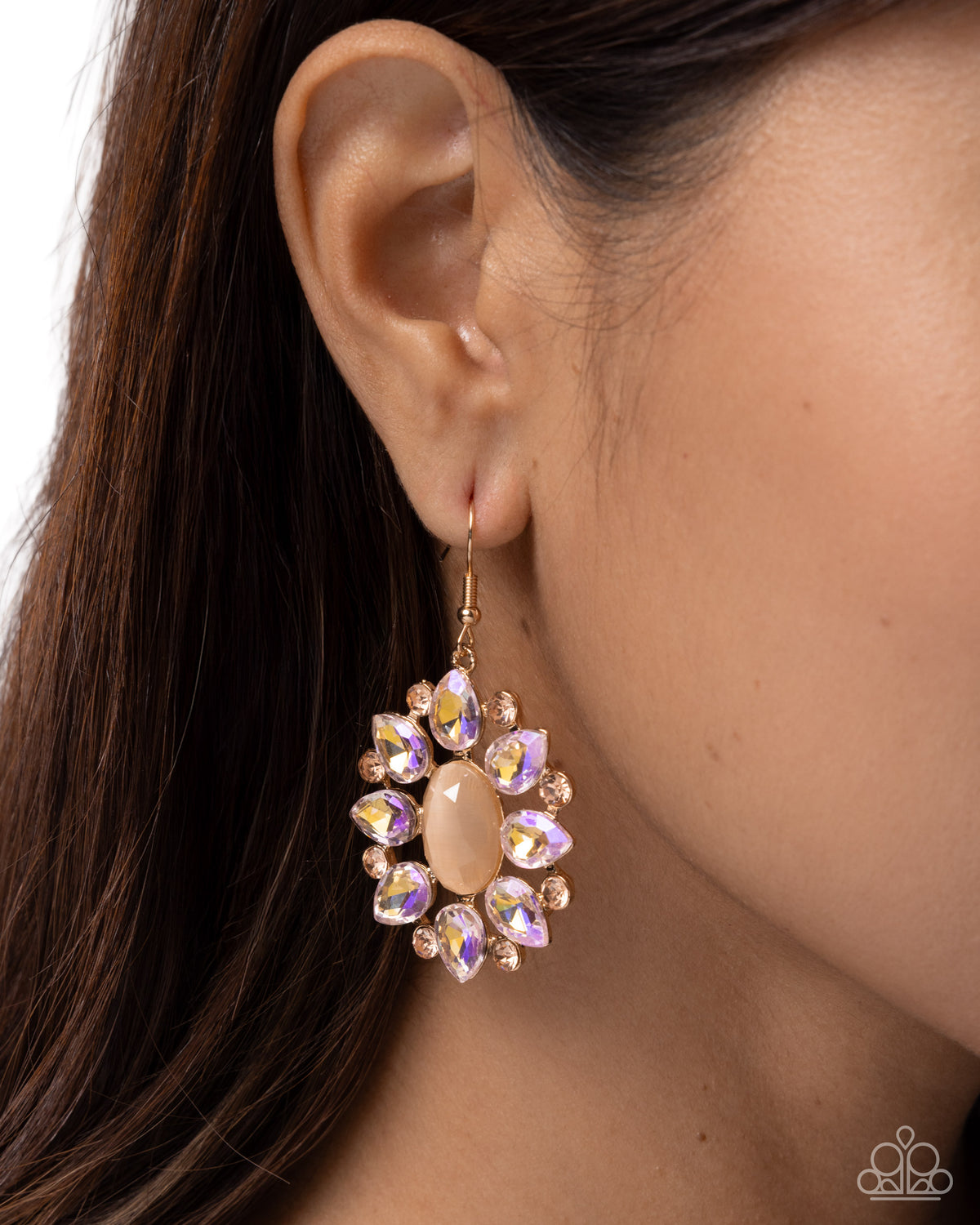 Impressive Array - Gold Flower, UV Shimmer Earrings - Paparazzi Accessories