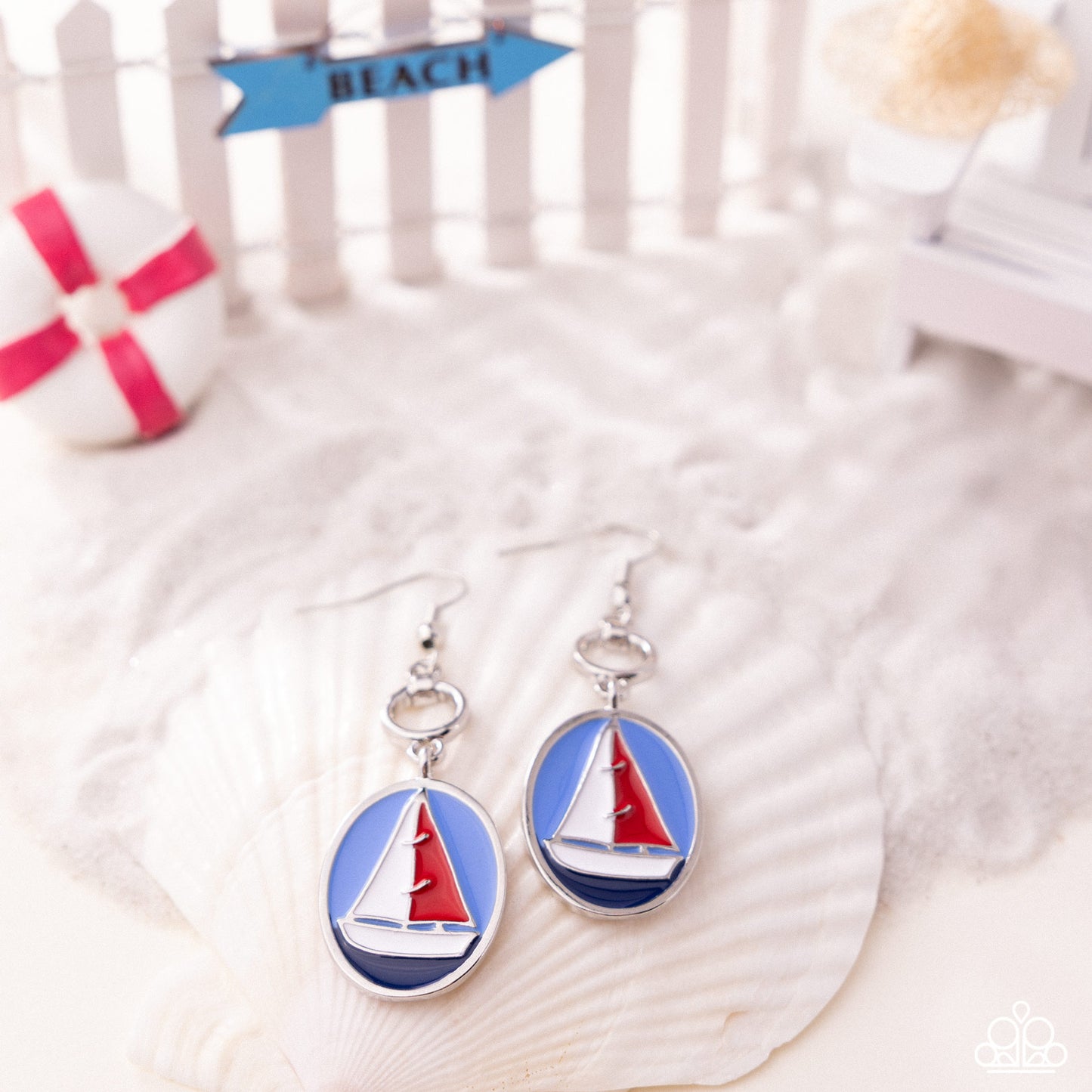 Sailing Lesson - Red, Blue and White Sailboat Earrings - Paparazzi Accessories