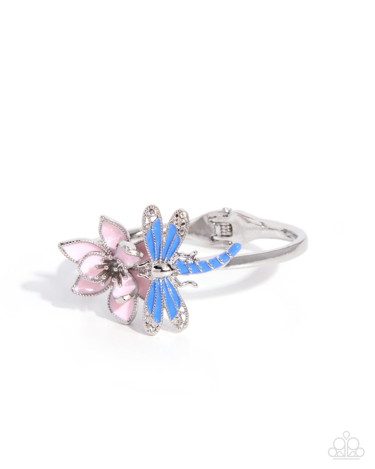 Whimsical Wrap - Pink Dragonfly, Silver Hinge Bracelet - Paparazzi Accessories