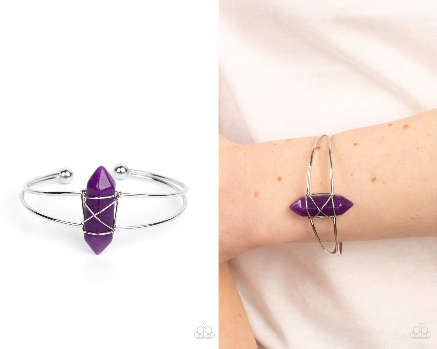 Terra Transcendence - Purple - Amethyst Stone Cuff Bracelet - Paparazzi Accessories