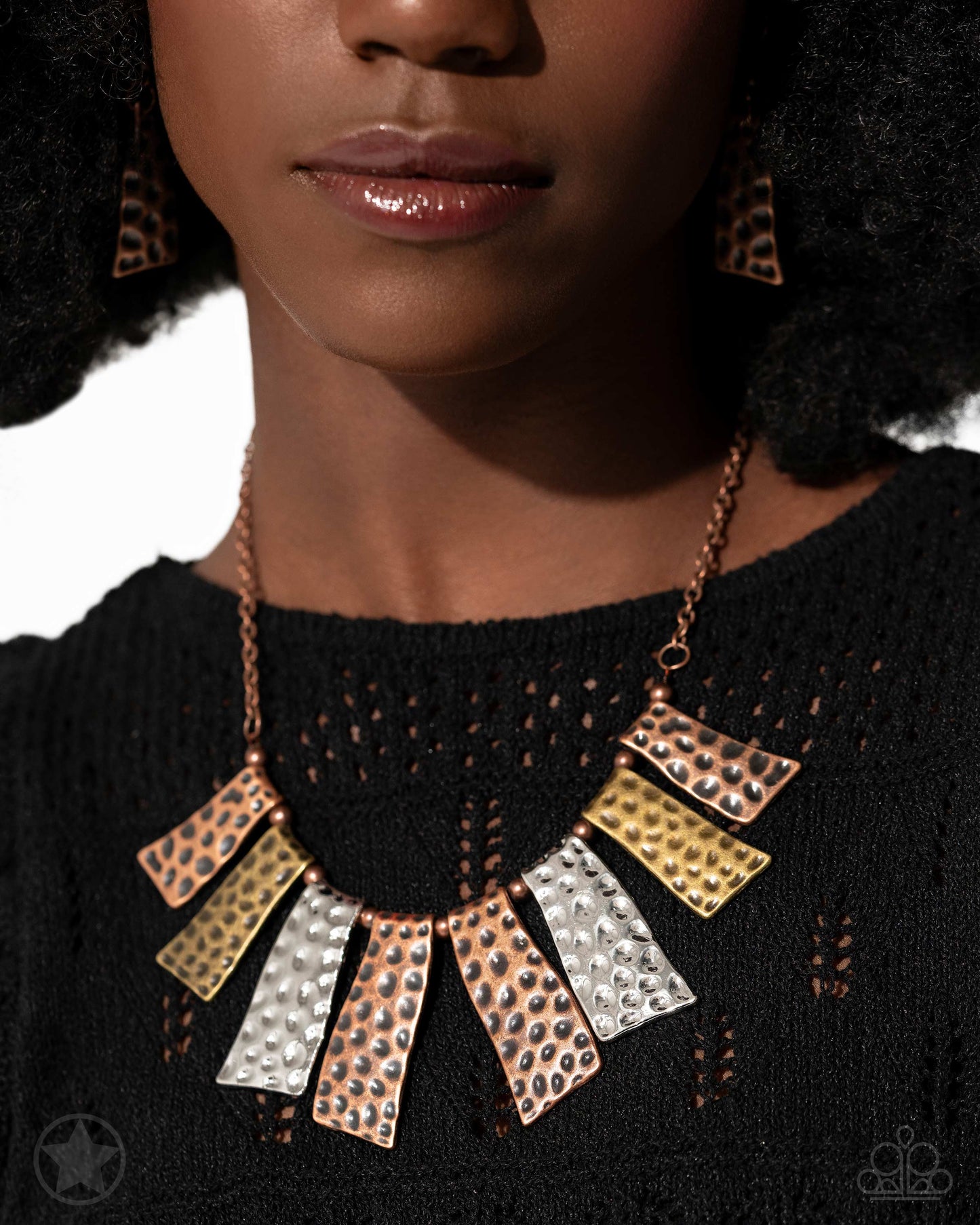 A Fan of the Tribe - Mixed Metal "Blockbuster" Necklace - Paparazzi Accessories