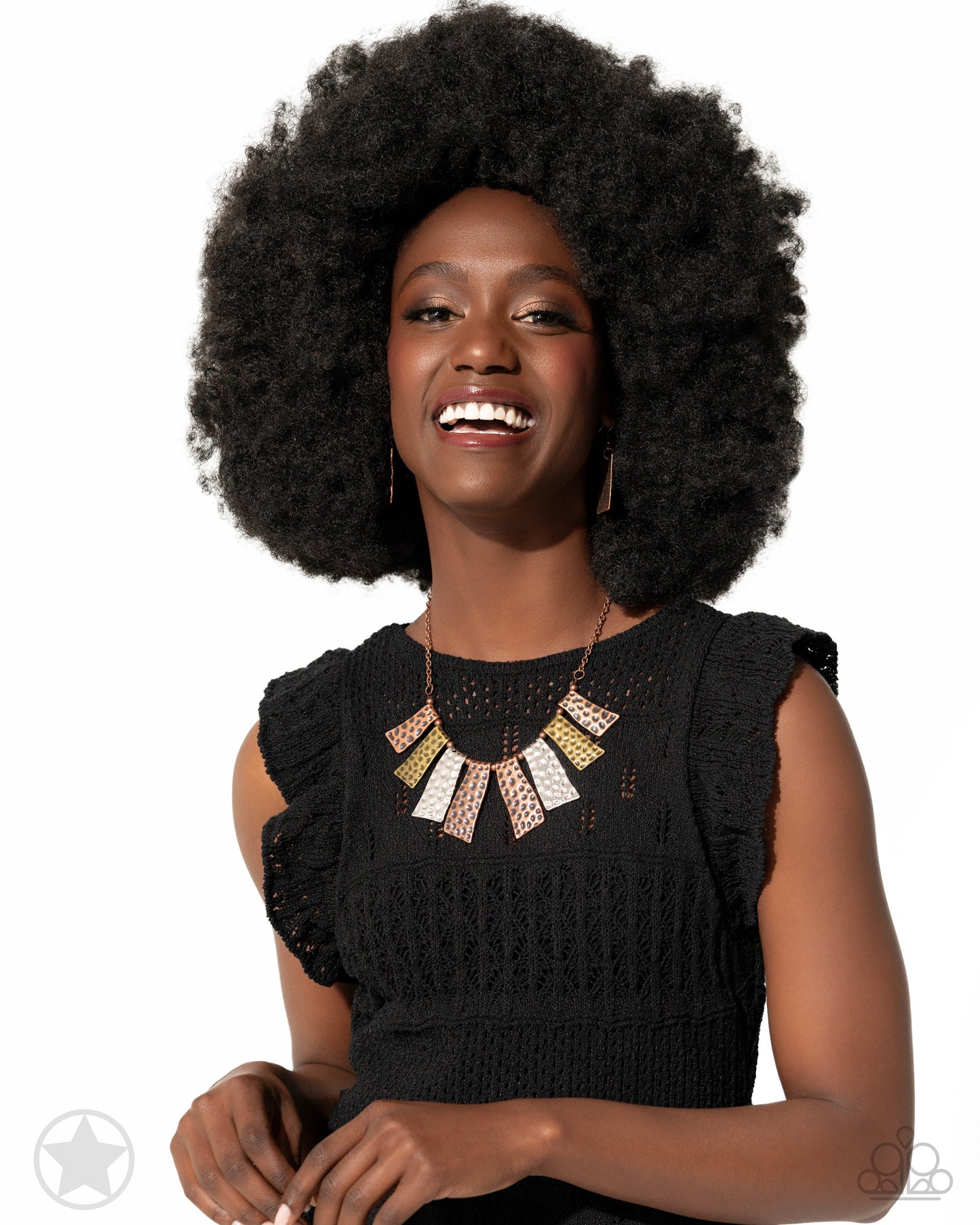 A Fan of the Tribe - Mixed Metal "Blockbuster" Necklace - Paparazzi Accessories