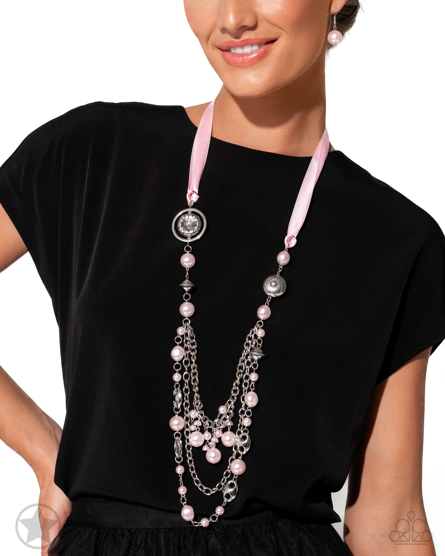 All The Trimmings - Pink Ribbon "Blockbuster" Necklace - Paparazzi Accessories