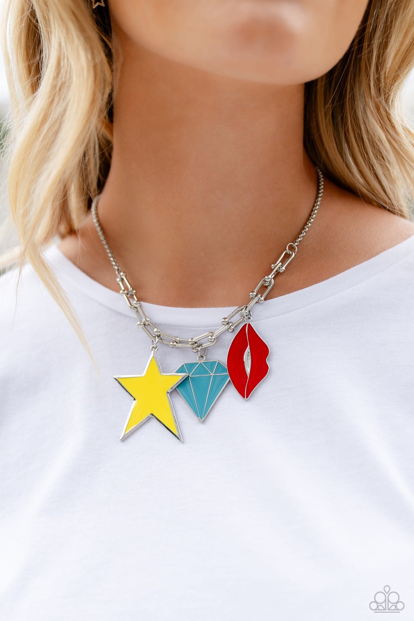 Scouting Shapes - Multi Enamel Necklace - Paparazzi Accessories