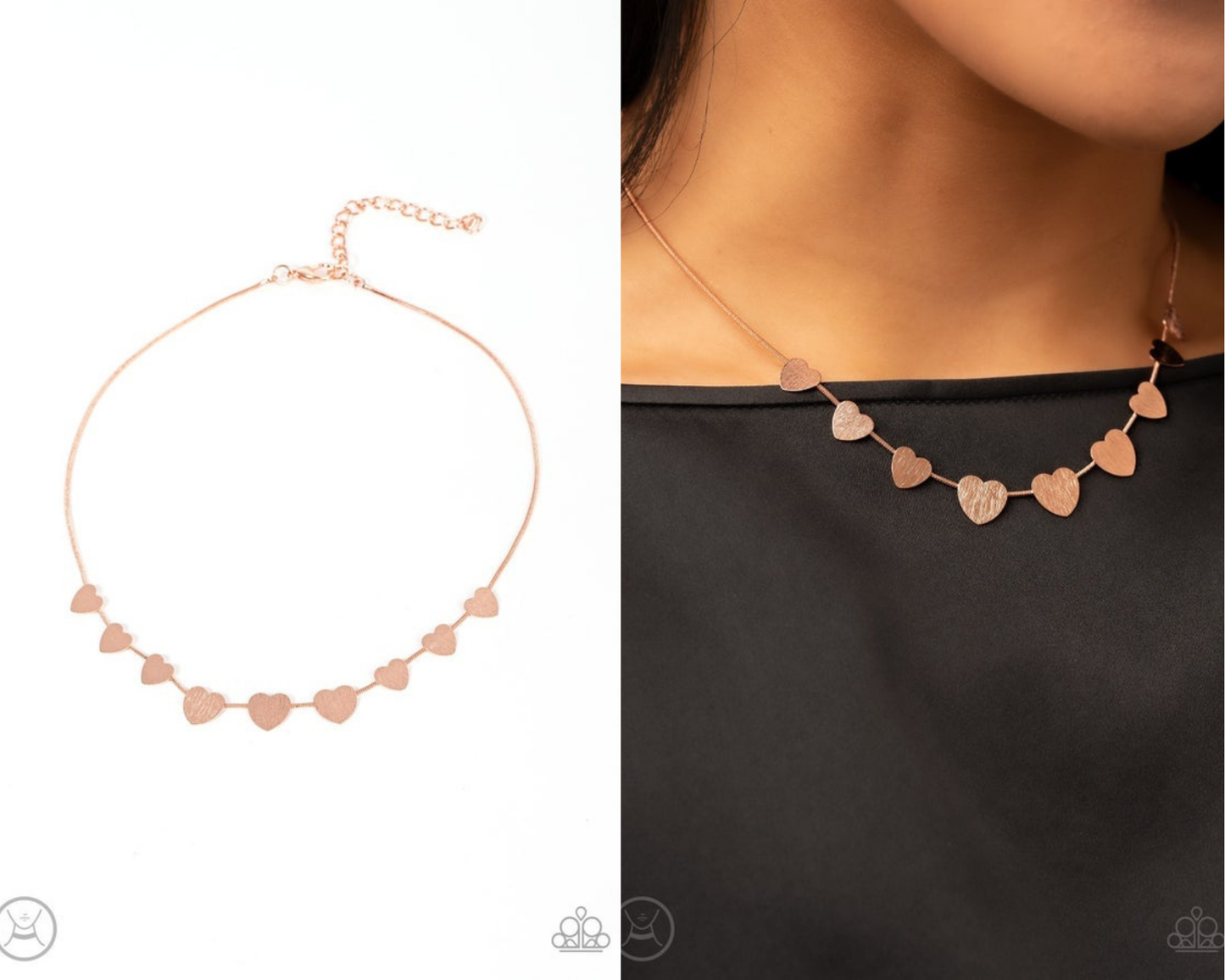 Dainty Desire - Copper - Hearts Choker Necklace - Paparazzi Accessories
