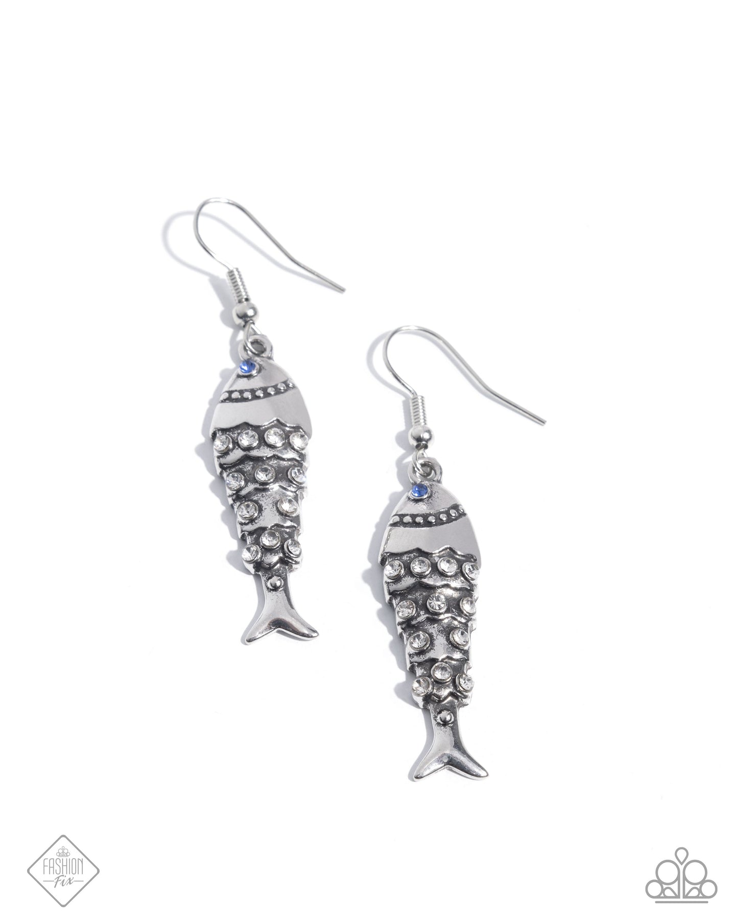 Coastal Cast - Silver - Fish Paparazzi Fishhook Earrings - March 2025 Sunset Sightings