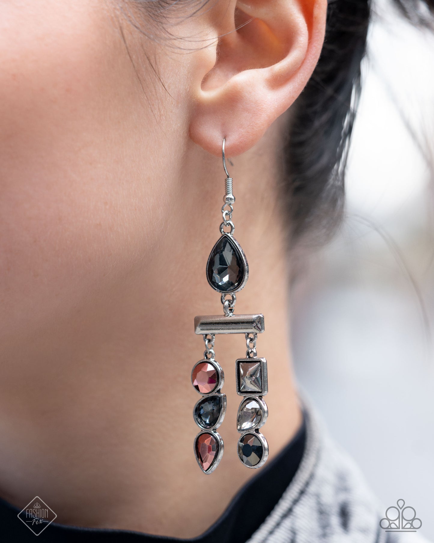 Confident Curtsy - Multi Gemstone Silver Fishhook Earrings - Paparazzi Accessories