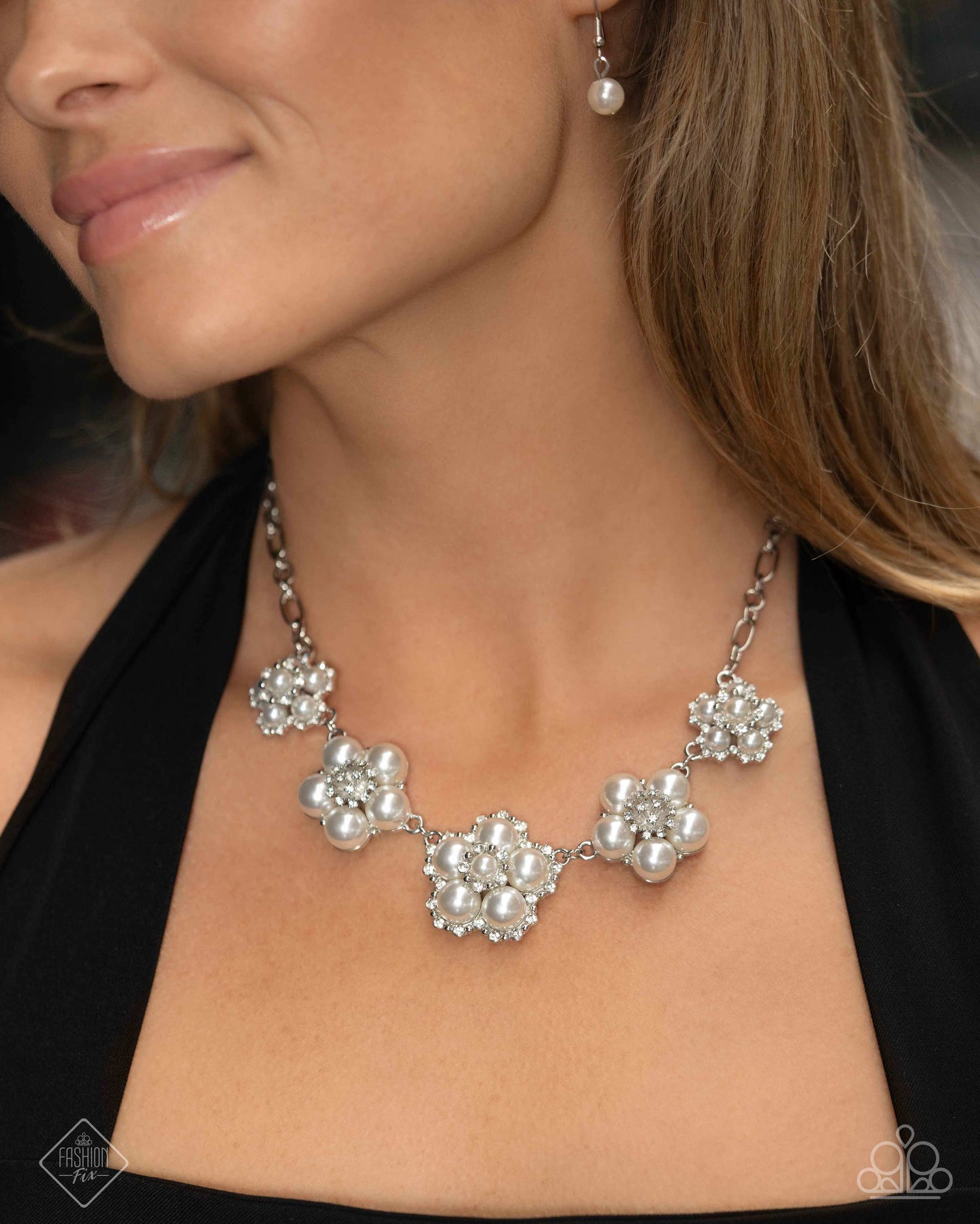 Cordially Chic - White Necklace - Fiercely 5th Avenue April 2025 - Paparazzi Accessories