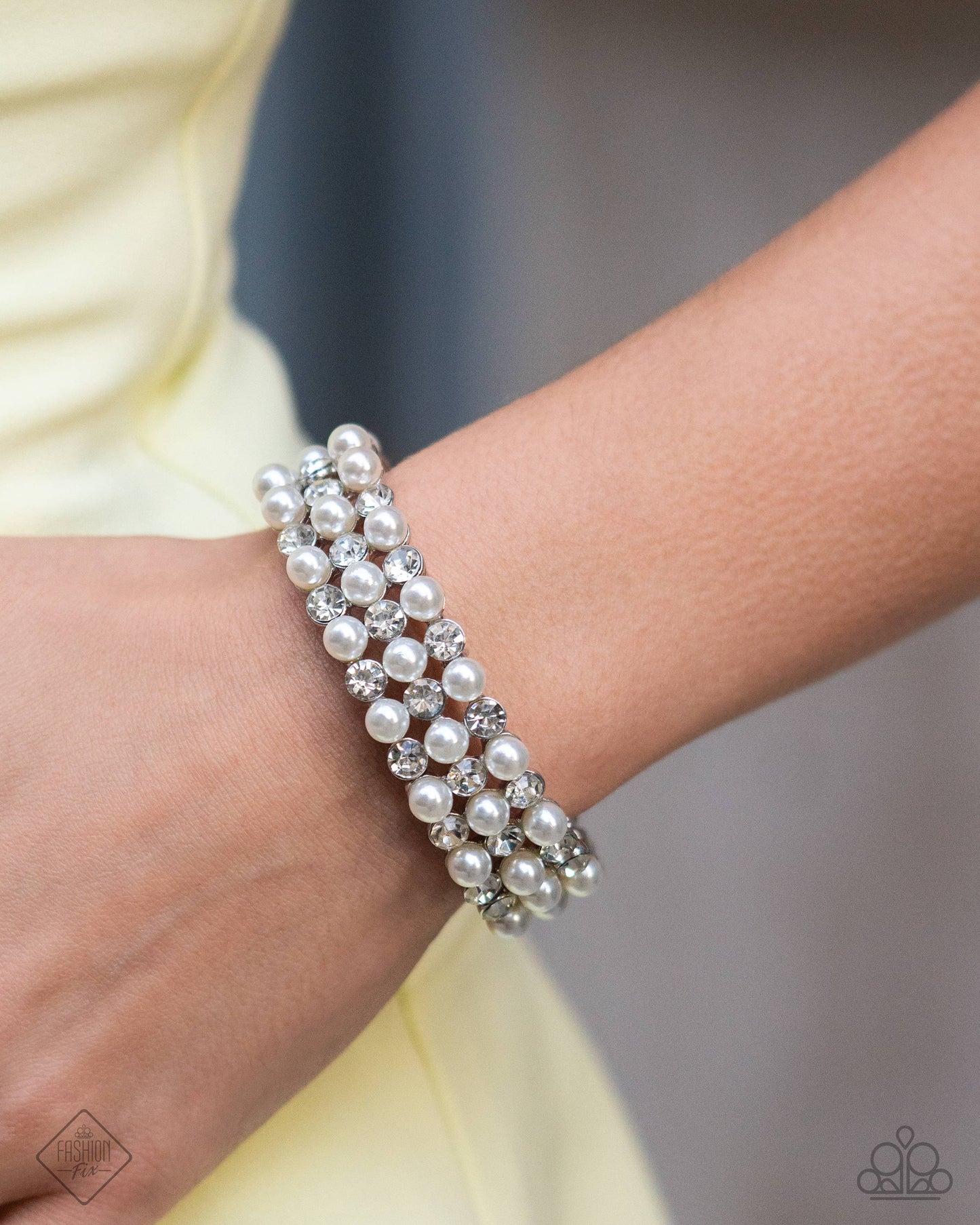 Cosmetic Character - White Stretchy Bracelet - Fiercely 5th Avenue - February 2025
