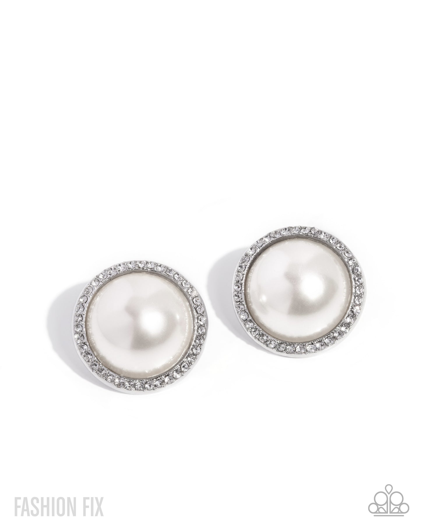 Dazzling Duplicate - White Post Earrings - Fiercely 5th Avenue August 2025 - Paparazzi Accessories