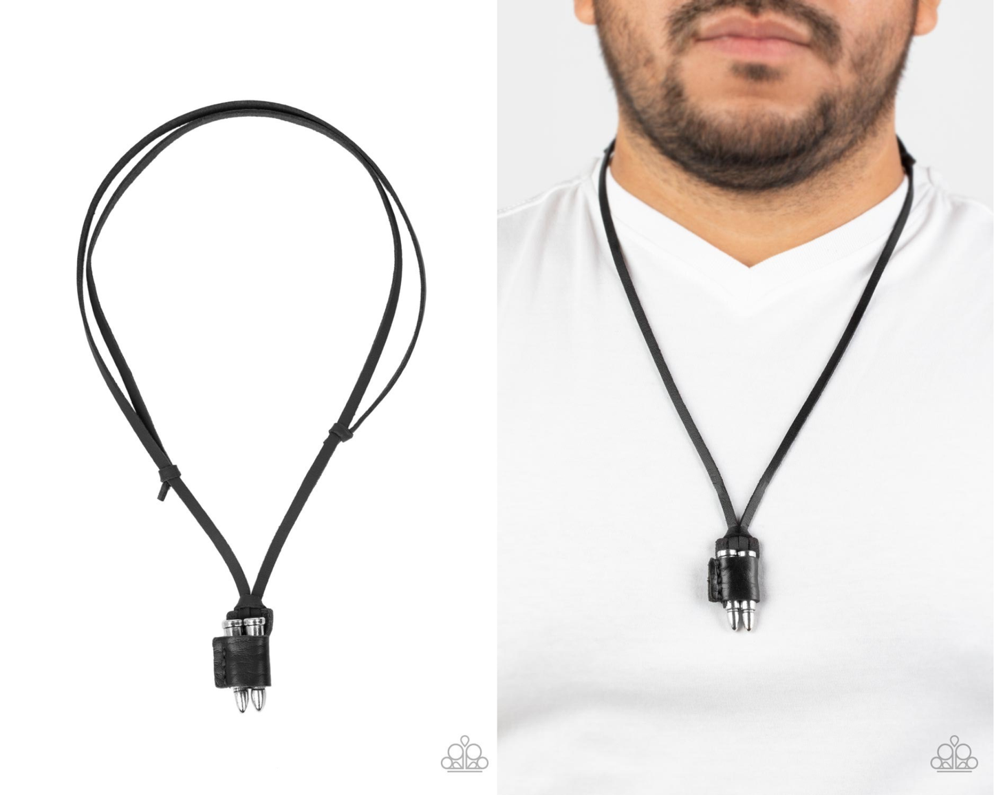 On the Lookout - Black Leather Urban Necklace - Paparazzi Accessories