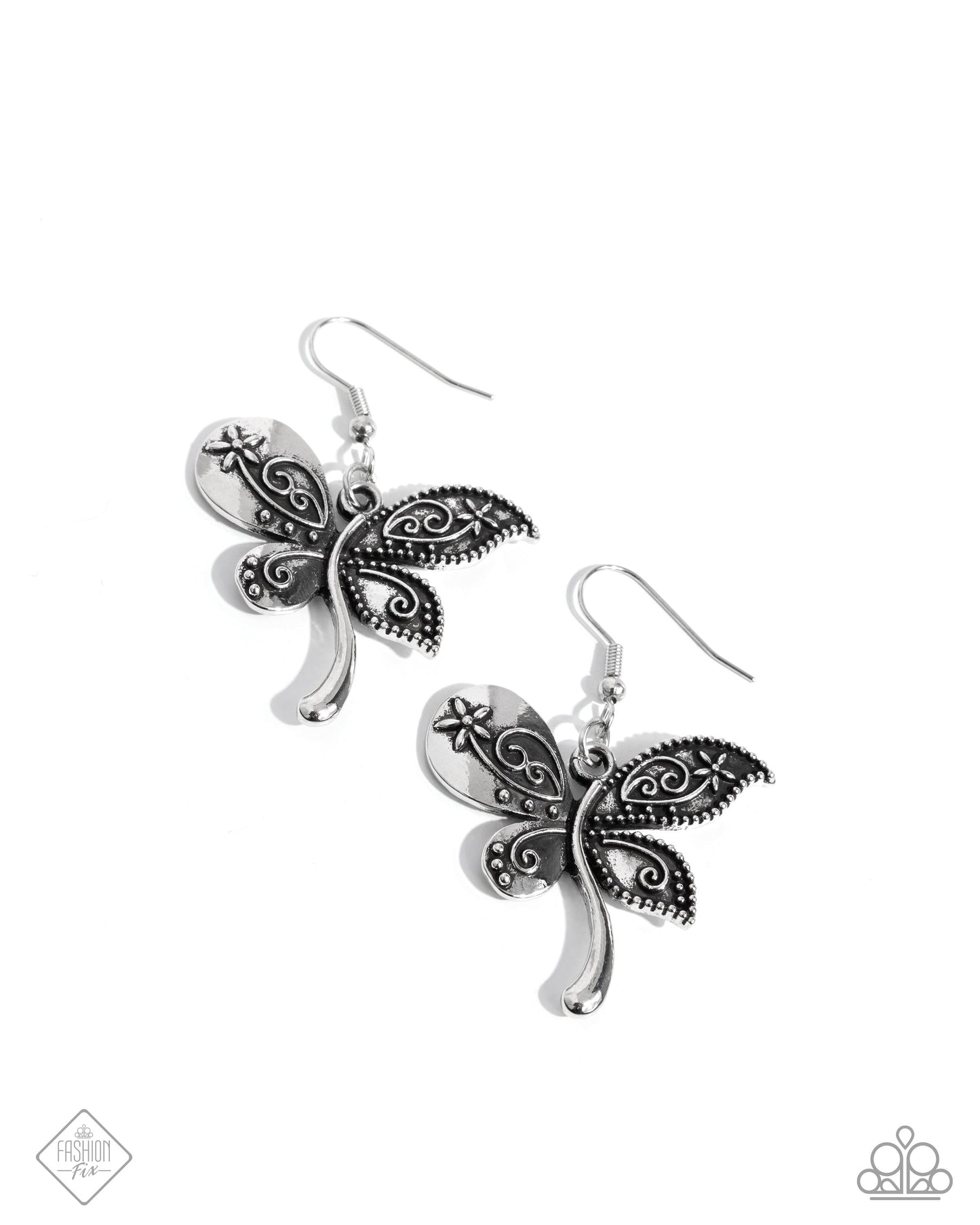 Easy Exhilaration - Silver - Dragonfly Paparazzi Fishhook Earrings - March 2025 Simply Santa Fe