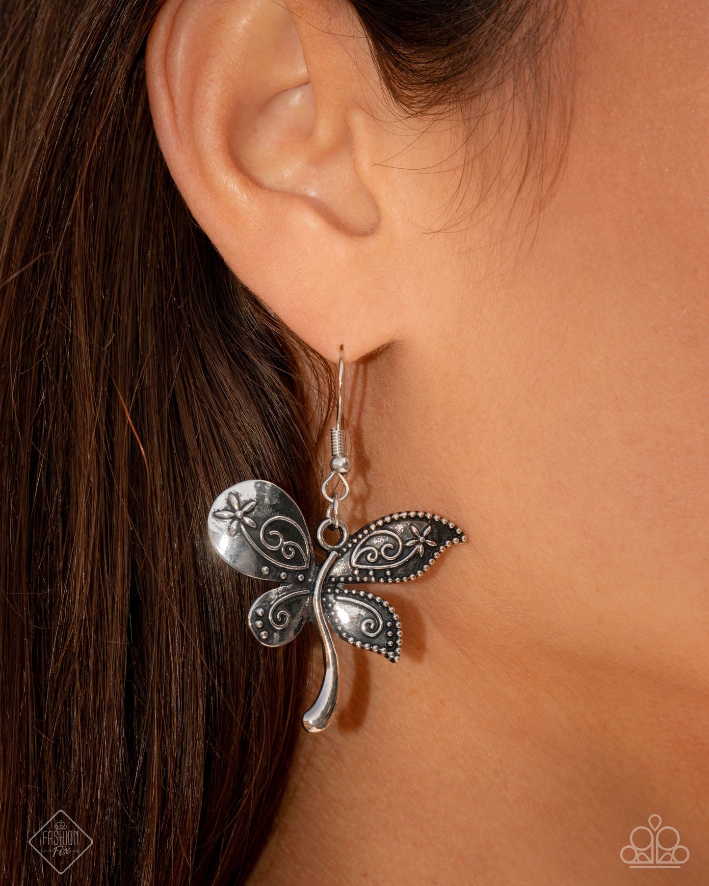 Easy Exhilaration - Silver - Dragonfly Paparazzi Fishhook Earrings - March 2025 Simply Santa Fe