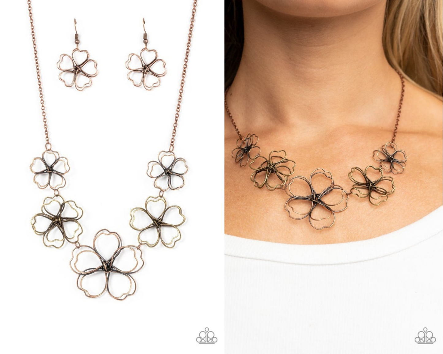 Time to GROW - Copper - Wire Wrapped Flower Necklace - Paparazzi Accessories