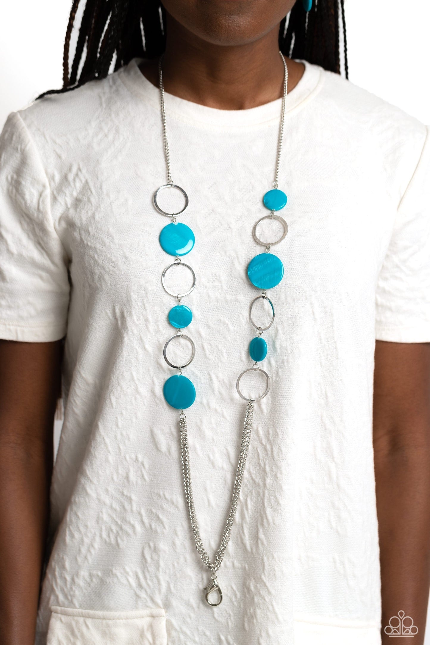 Beach Hub - Blue Seashell Lanyard Necklace - Paparazzi Accessories