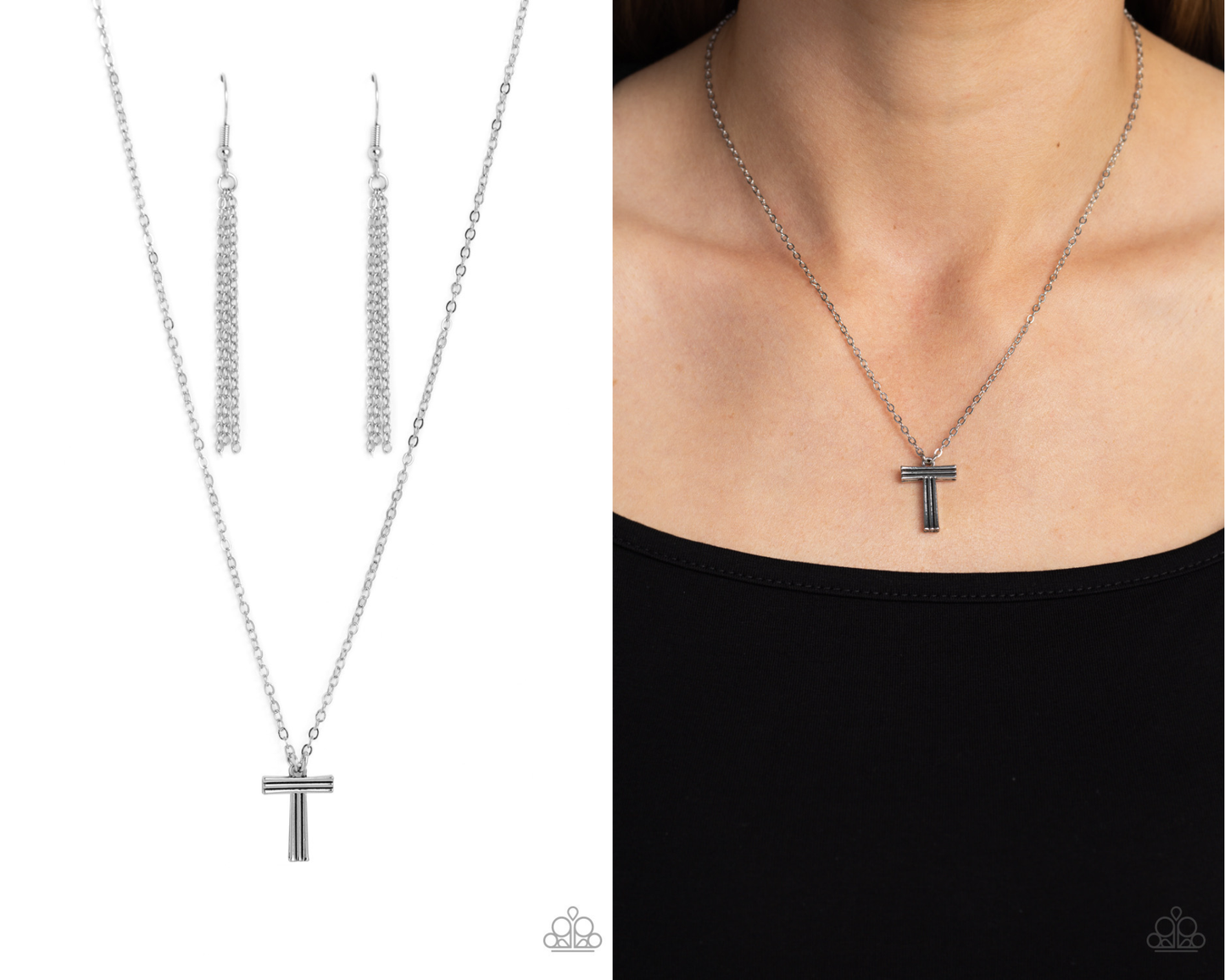 Leave Your Initials - Silver Necklace - T - Paparazzi Accessories