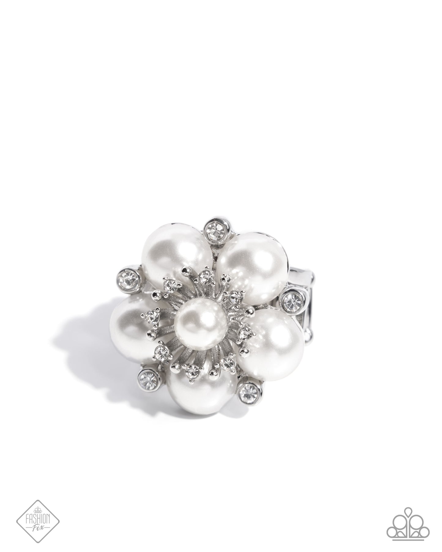 Friendly Flair - White Ring - Fiercely 5th Avenue April 2025 - Paparazzi Accessories