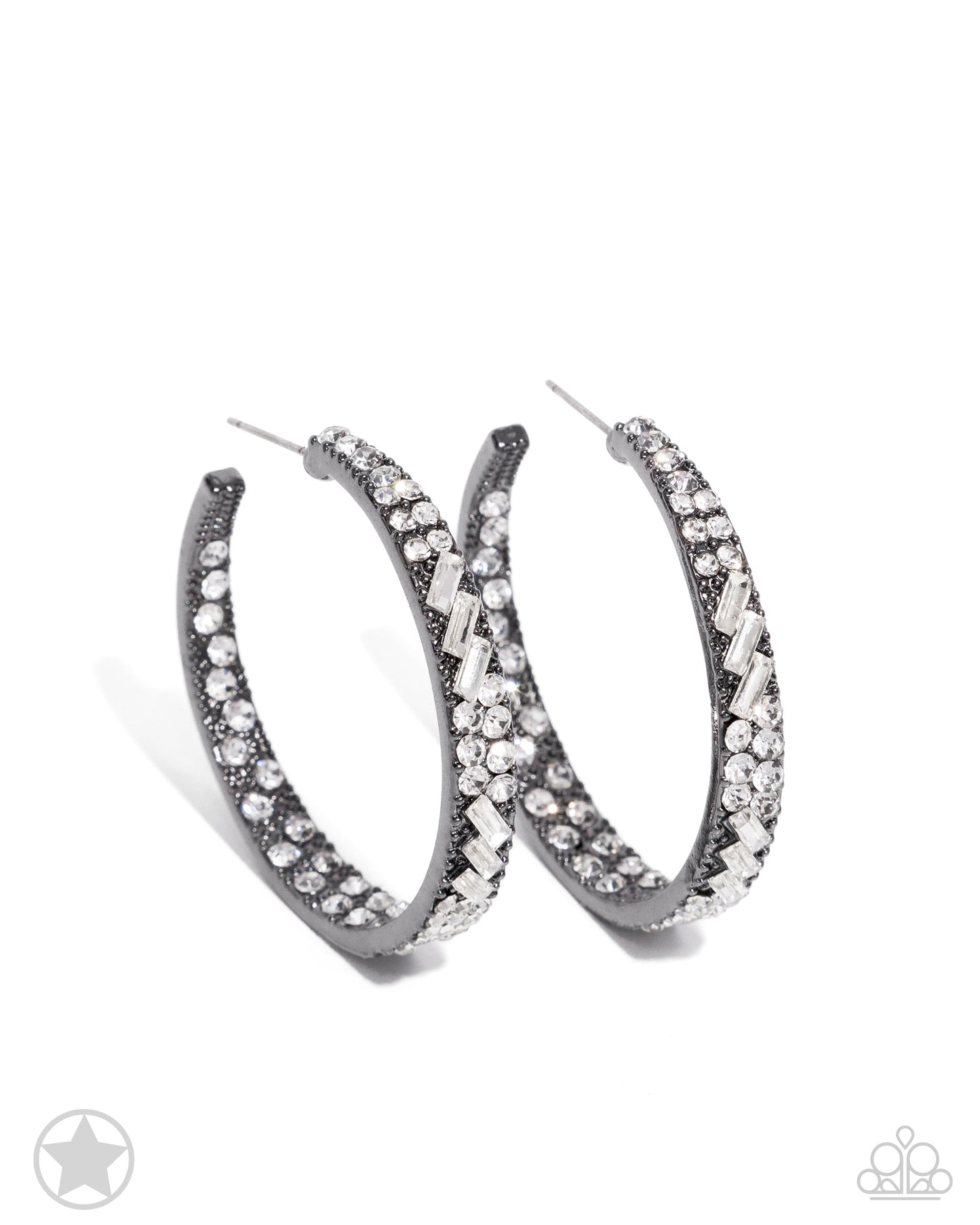 GLITZY By Association - Gunmetal Hoop Earrings - Paparazzi Accessories