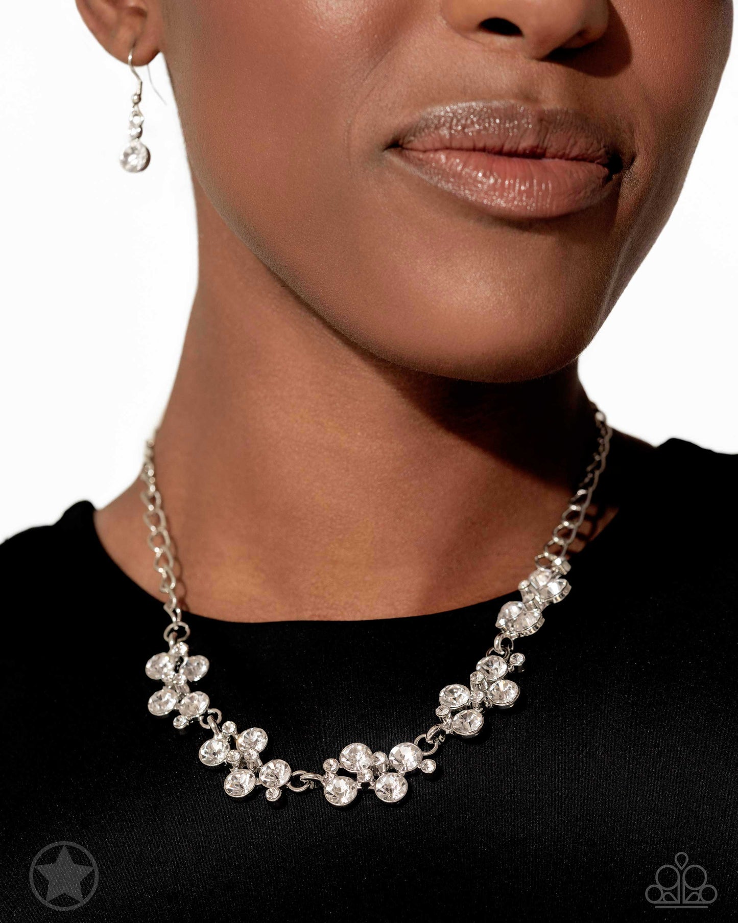 Hollywood Hills - White Rhinestone Necklace - Paparazzi Accessories