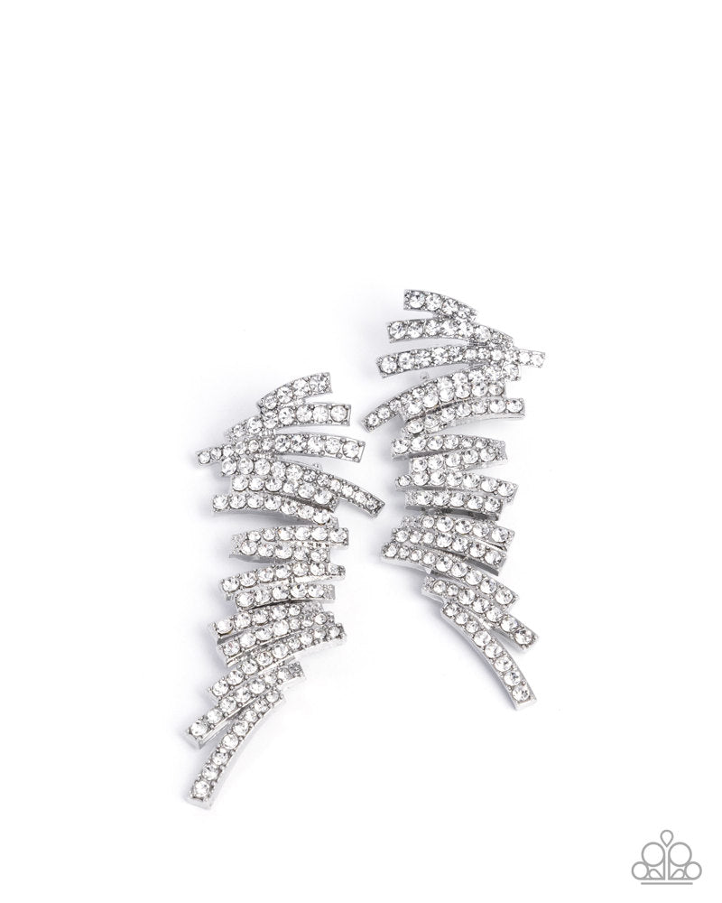 Scattered Surety - White Rhinestone Silver Post Earrings - Customer Appreciation Week 3 - April 2025 - Paparazzi Accessories