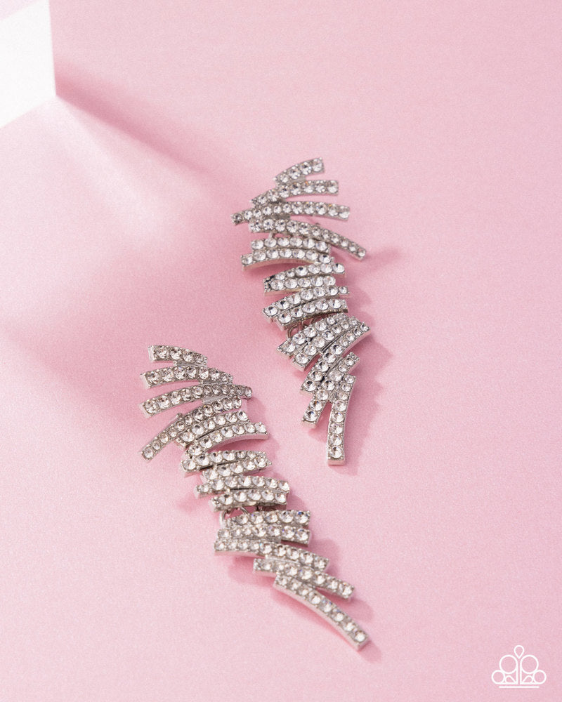 Scattered Surety - White Rhinestone Silver Post Earrings - Customer Appreciation Week 3 - April 2025 - Paparazzi Accessories