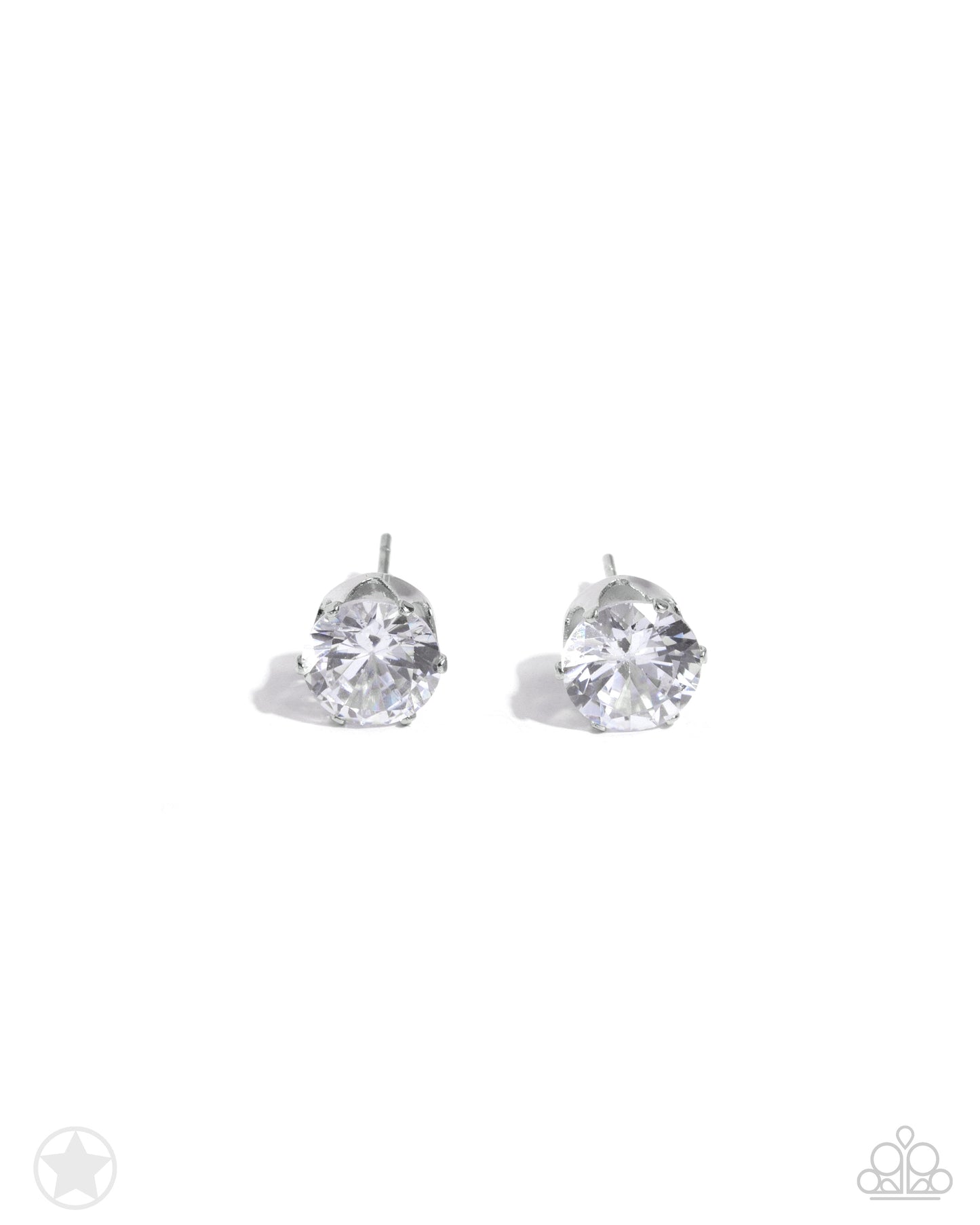 Just In TIMELESS - White Solitaire Rhinestone Post Earrings - Paparazzi Accessories