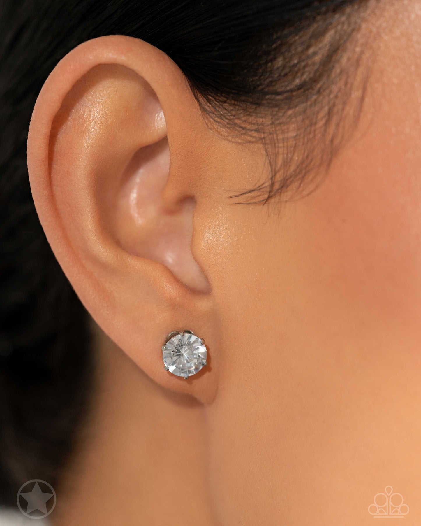 Just In TIMELESS - White Solitaire Rhinestone Post Earrings - Paparazzi Accessories