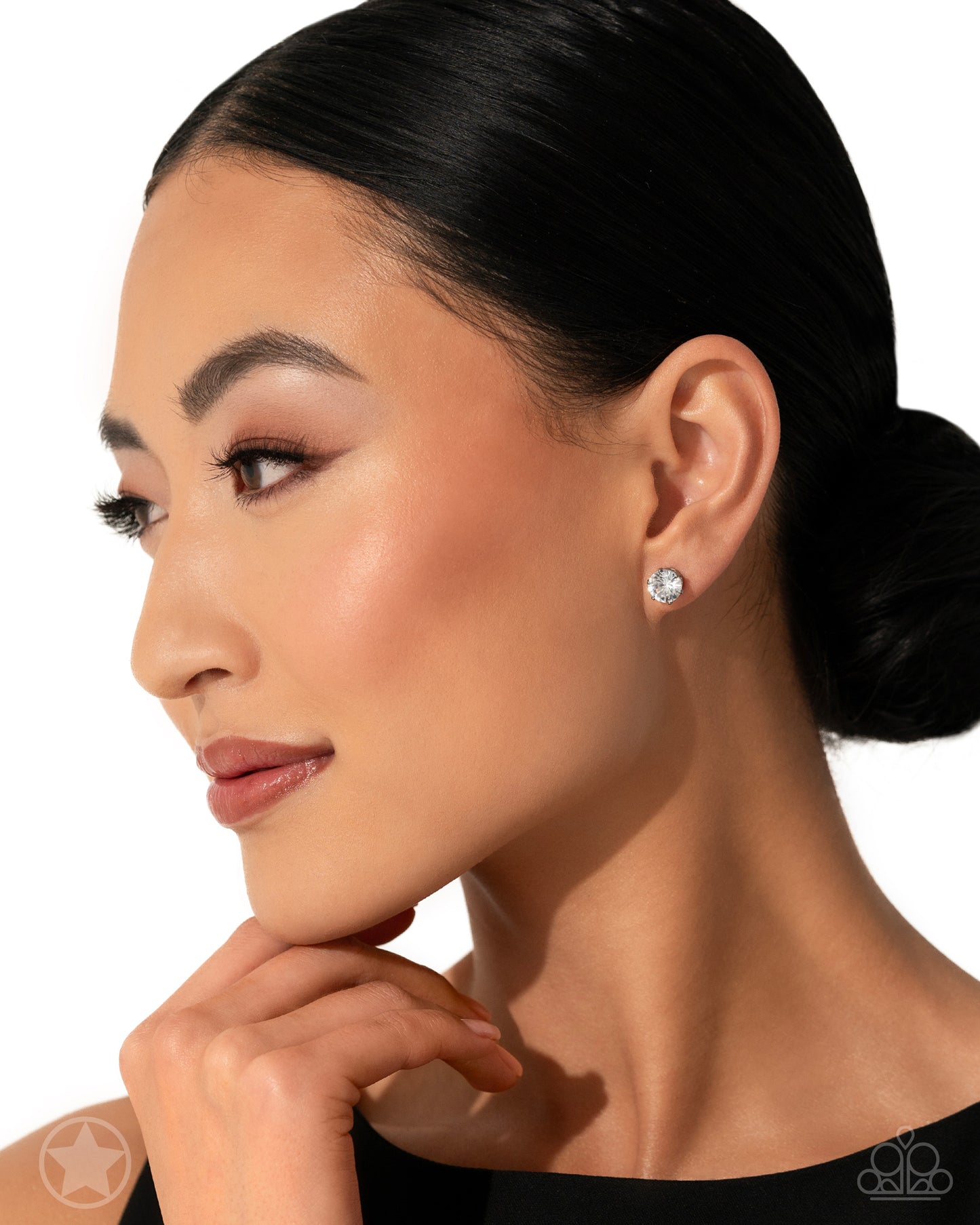 Just In TIMELESS - White Solitaire Rhinestone Post Earrings - Paparazzi Accessories