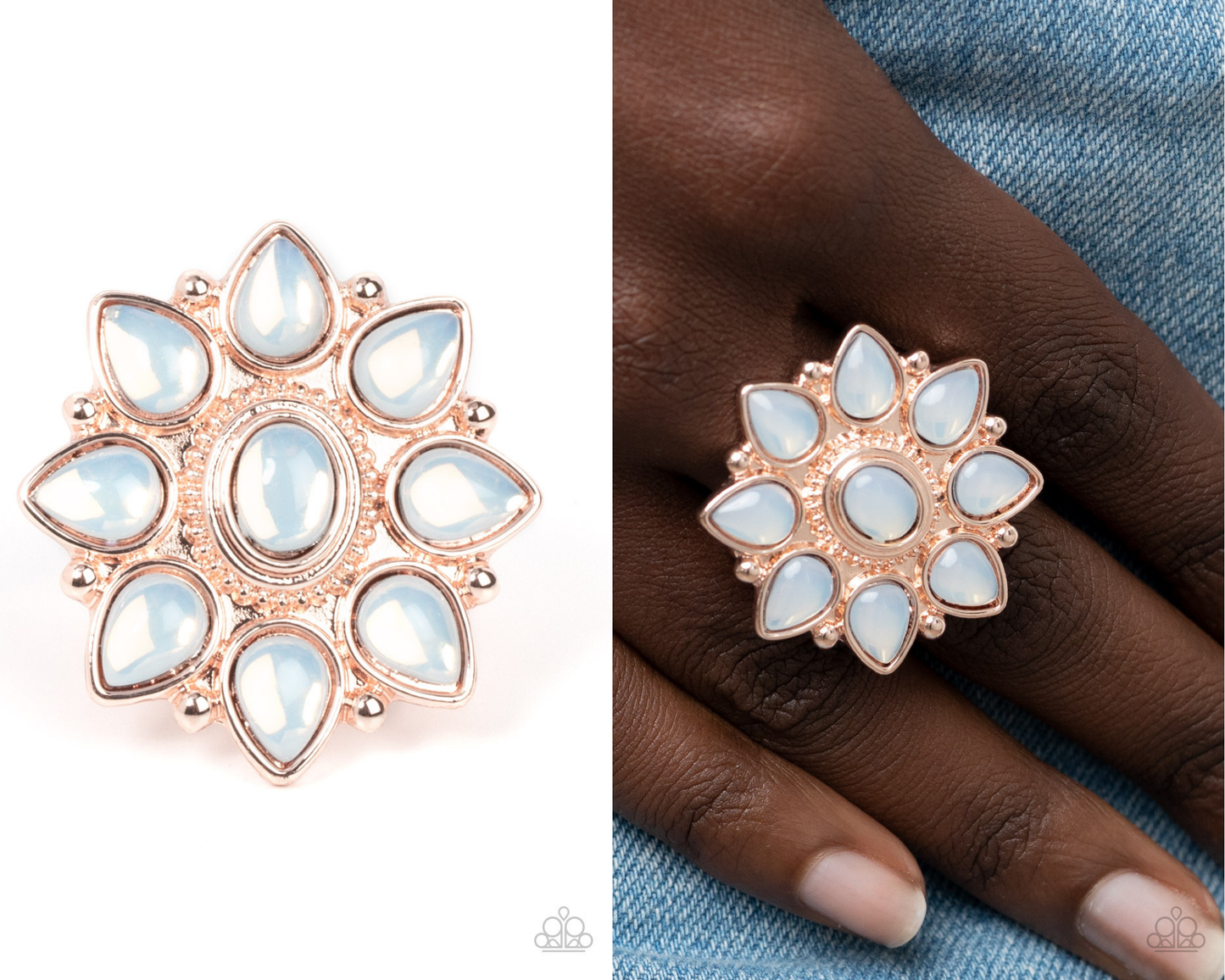 Enchanted Orchard - Rose Gold Opalescent Bead Ring - Paparazzi Accessories