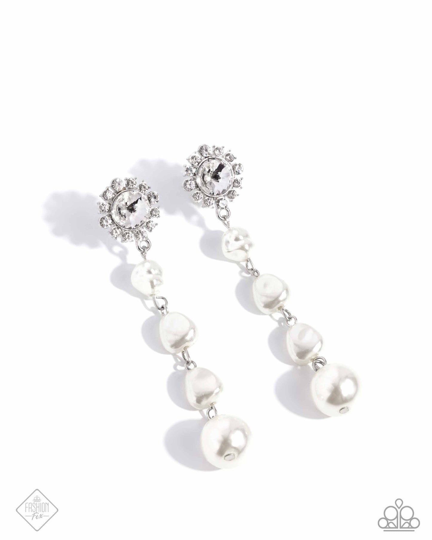 Modish Motif - White Post Earrings - November 2024 Fiercely 5th Avenue