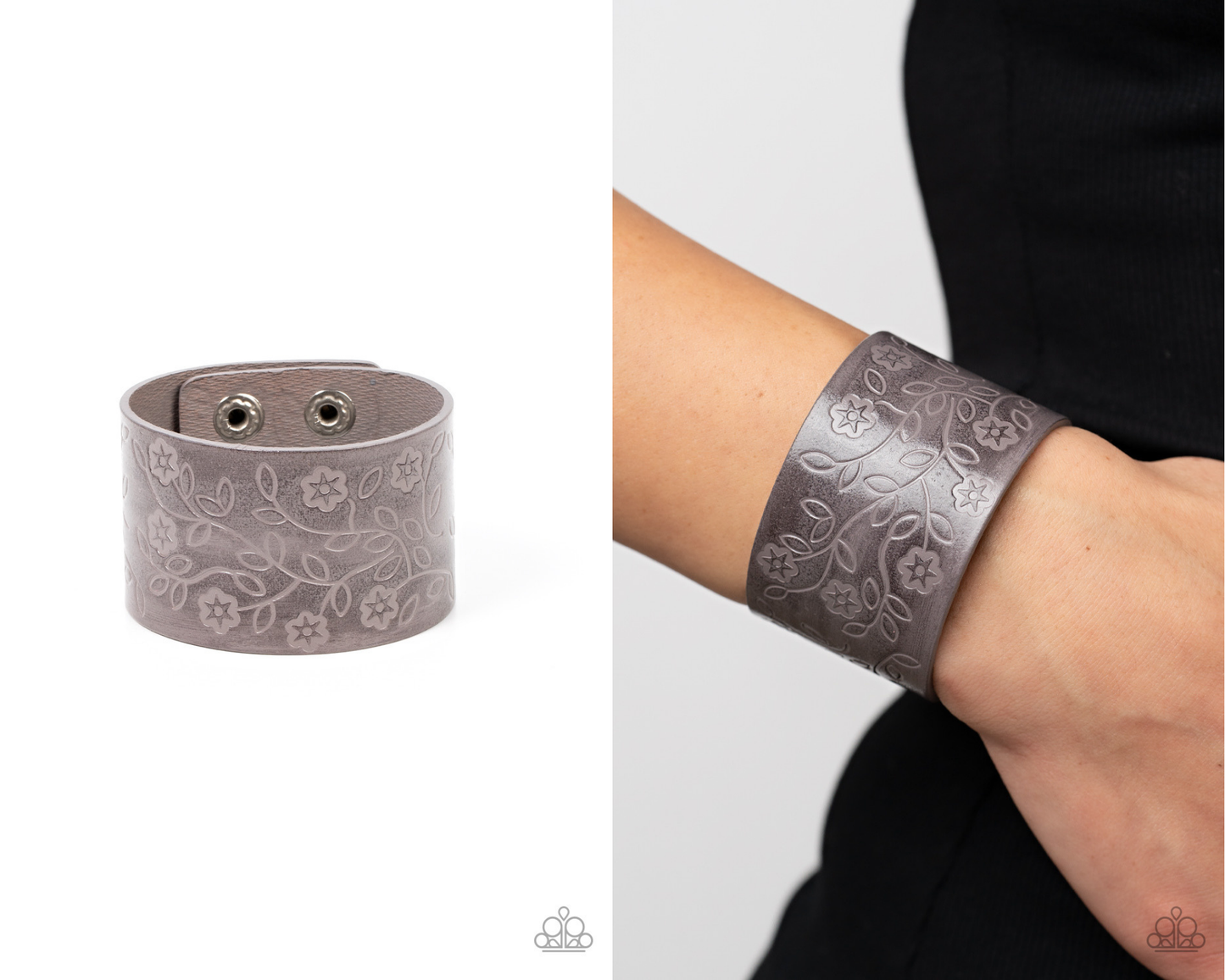 Rosy Wrap Up - Silver Snap Wrap Bracelet - Paparazzi Accessories