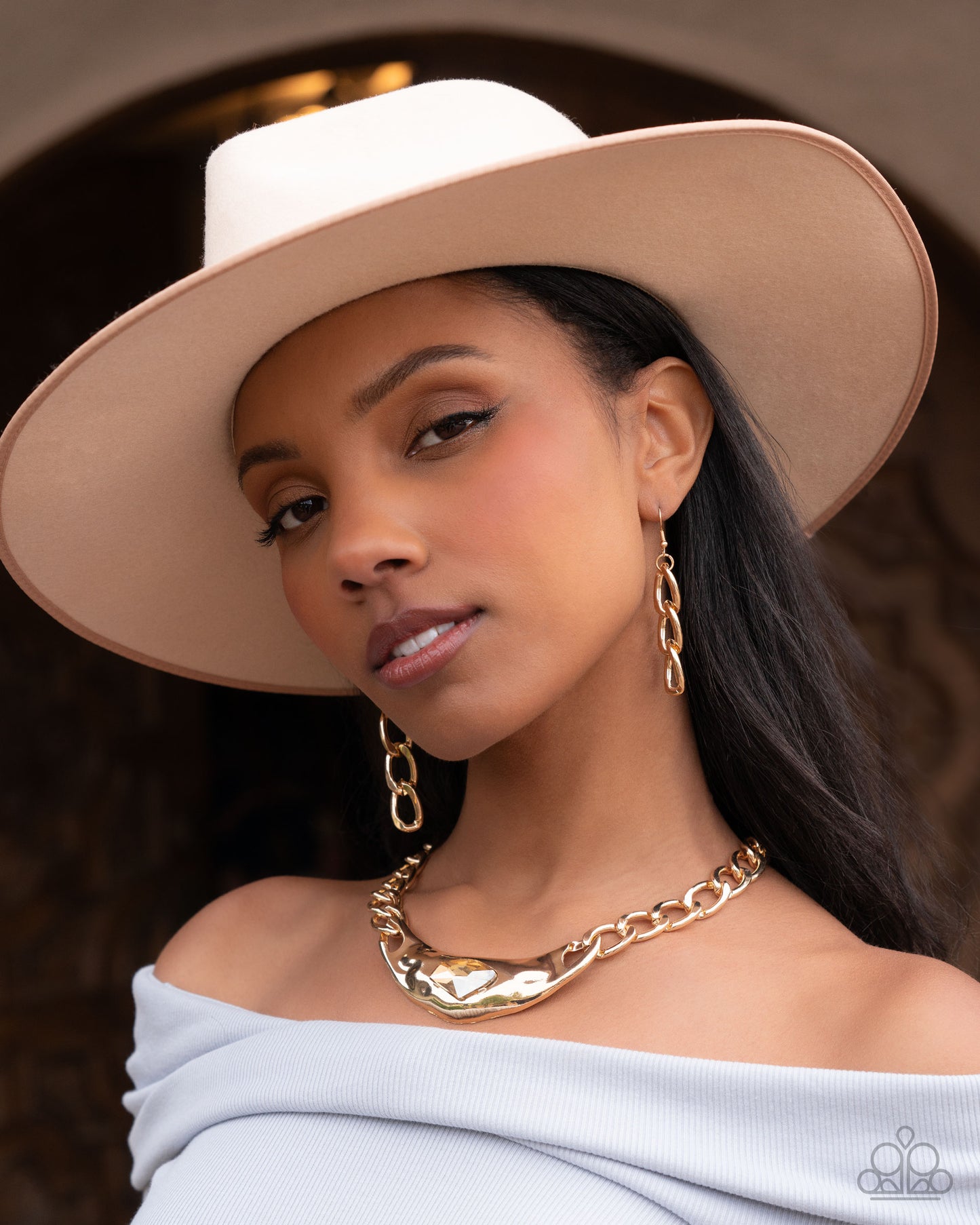 Peak of Pizzazz - Gold Peach Gem Necklace - Empower Me Pink Exclusive 2025