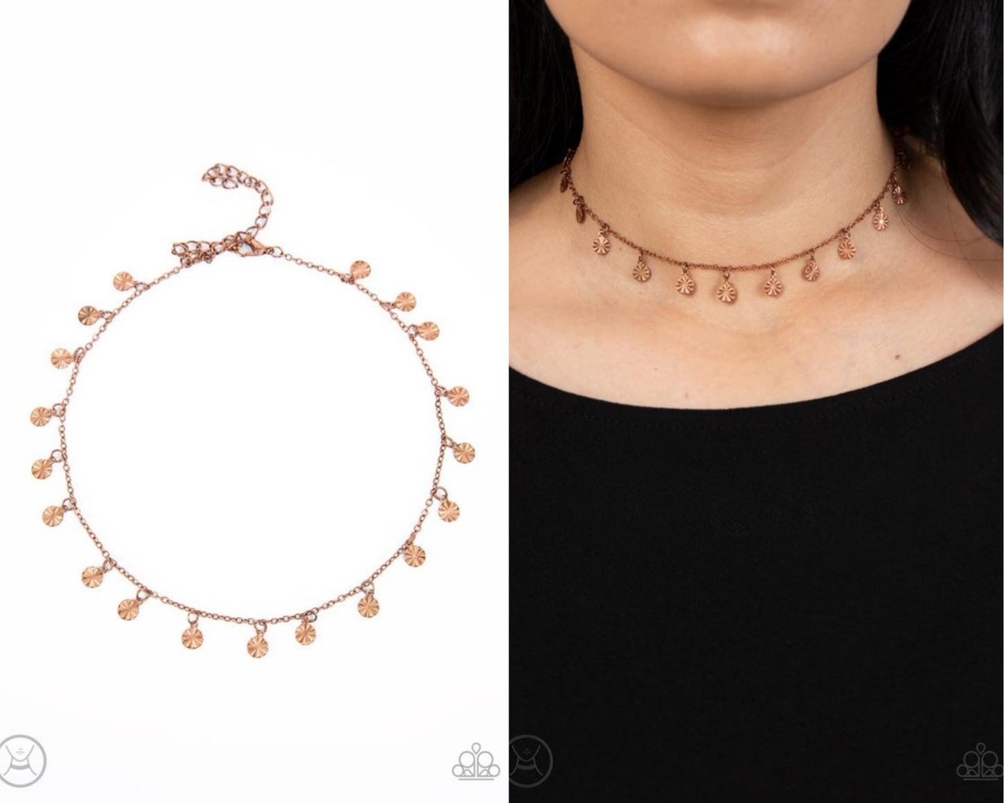 Chiming Charmer - Copper Choker Necklace - Paparazzi Accessories