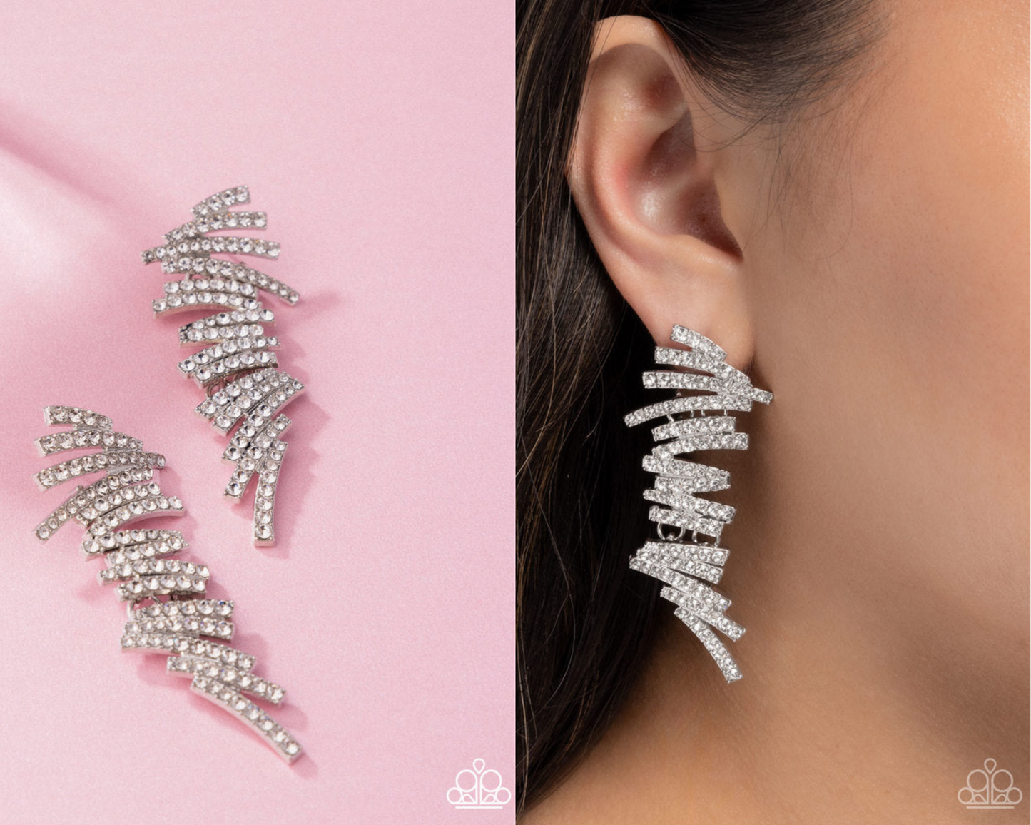 Scattered Surety - White Rhinestone Silver Post Earrings - Customer Appreciation Week 3 - April 2025 - Paparazzi Accessories