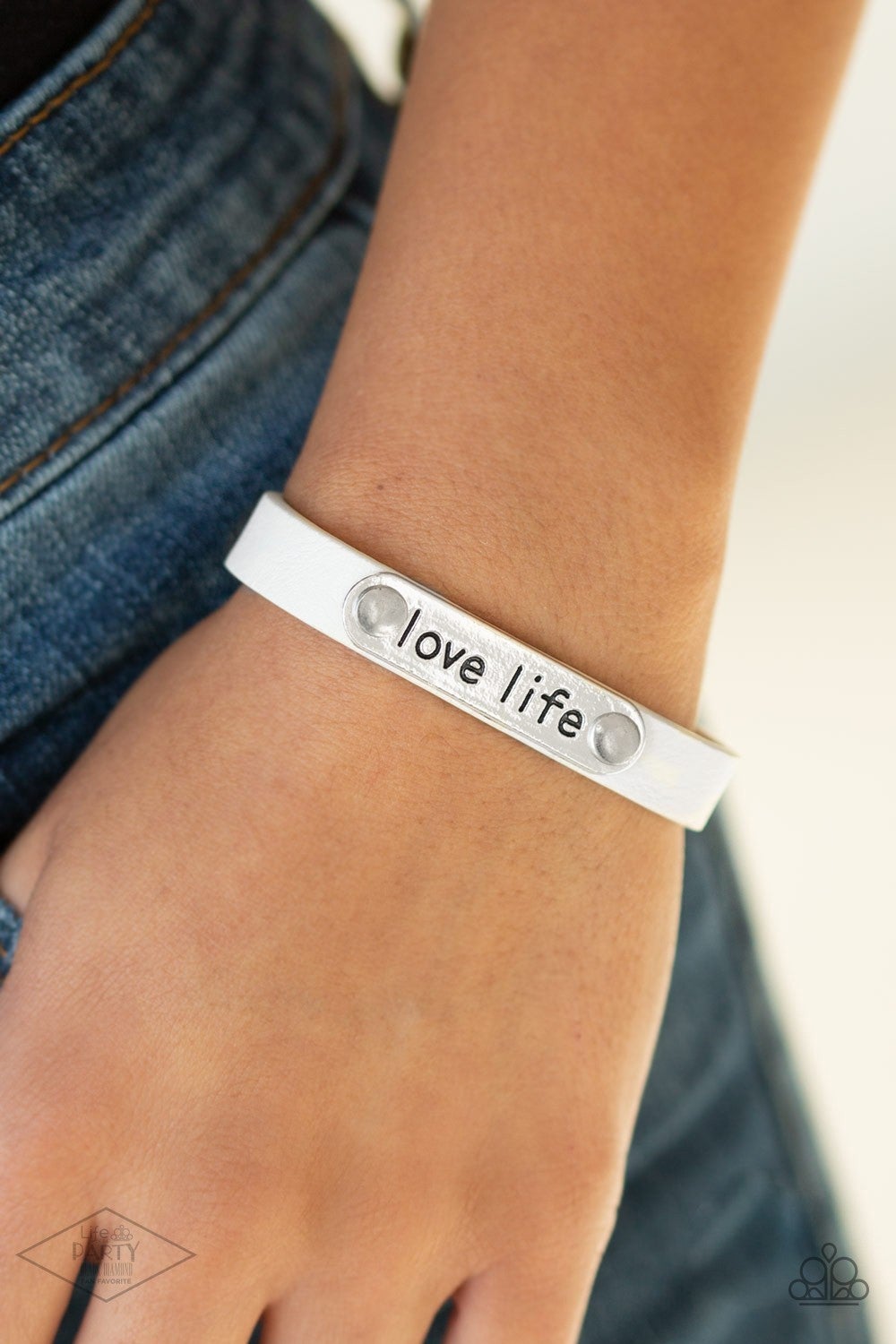 Love Life - White Leather Snap Wrap Bracelet - Paparazzi Accessories