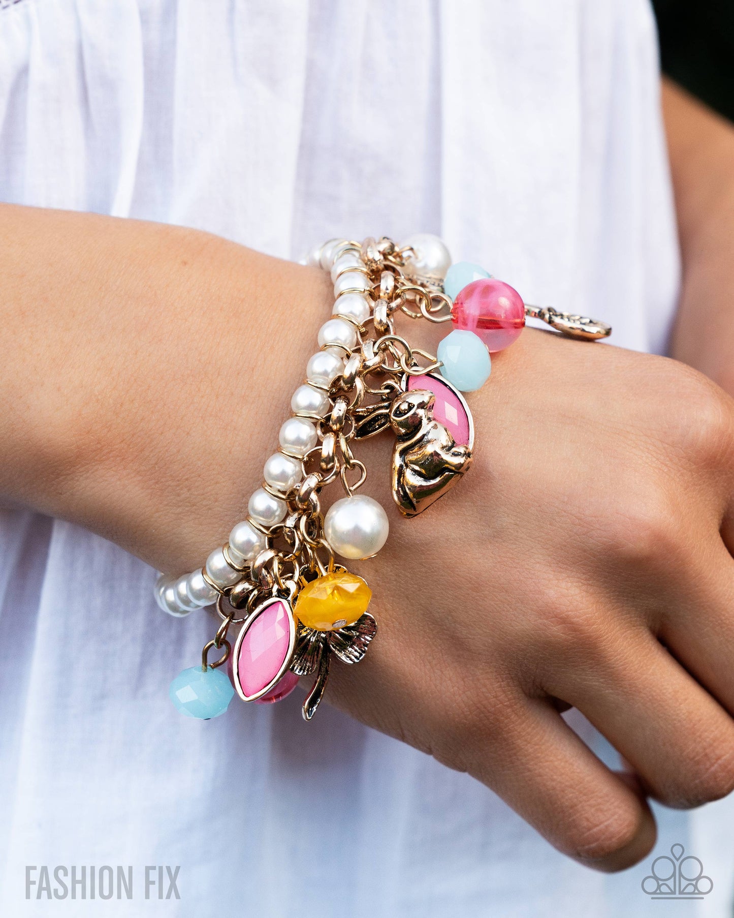 Tea Party Trend - Multi Charm Stretchy Bracelet - Glimpses of Malibu June 2025 - Paparazzi Accessories