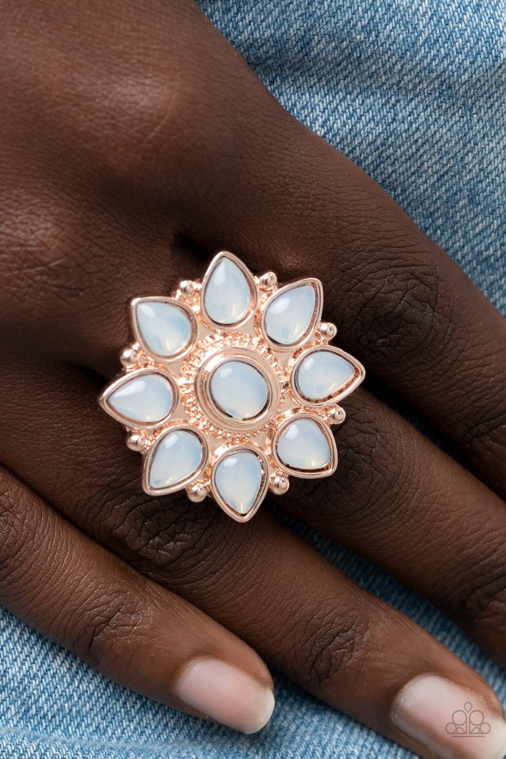 Enchanted Orchard - Rose Gold Opalescent Bead Ring - Paparazzi Accessories