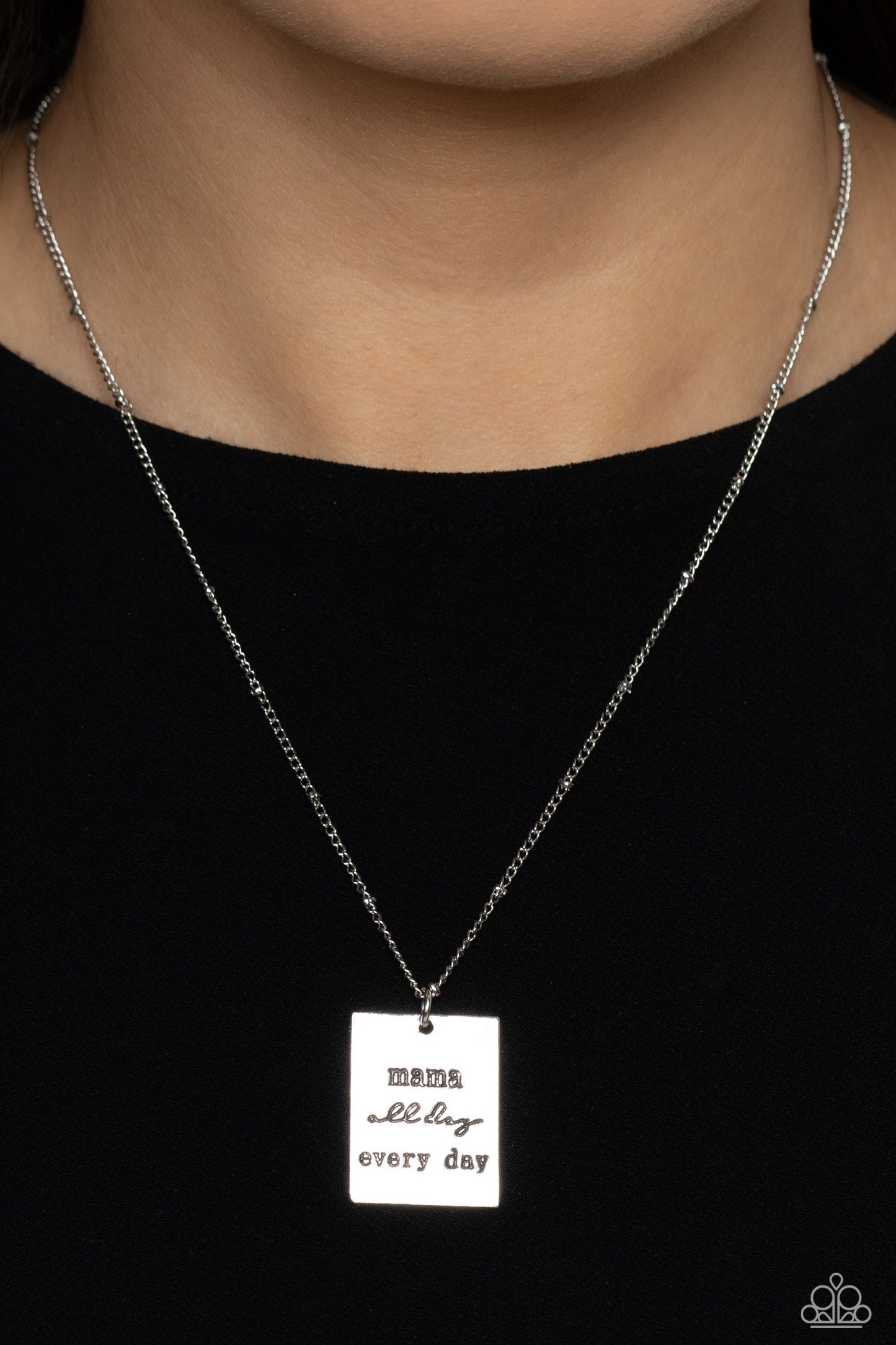 Mama MVP - Silver Pendant Necklace - Paparazzi Accessories
