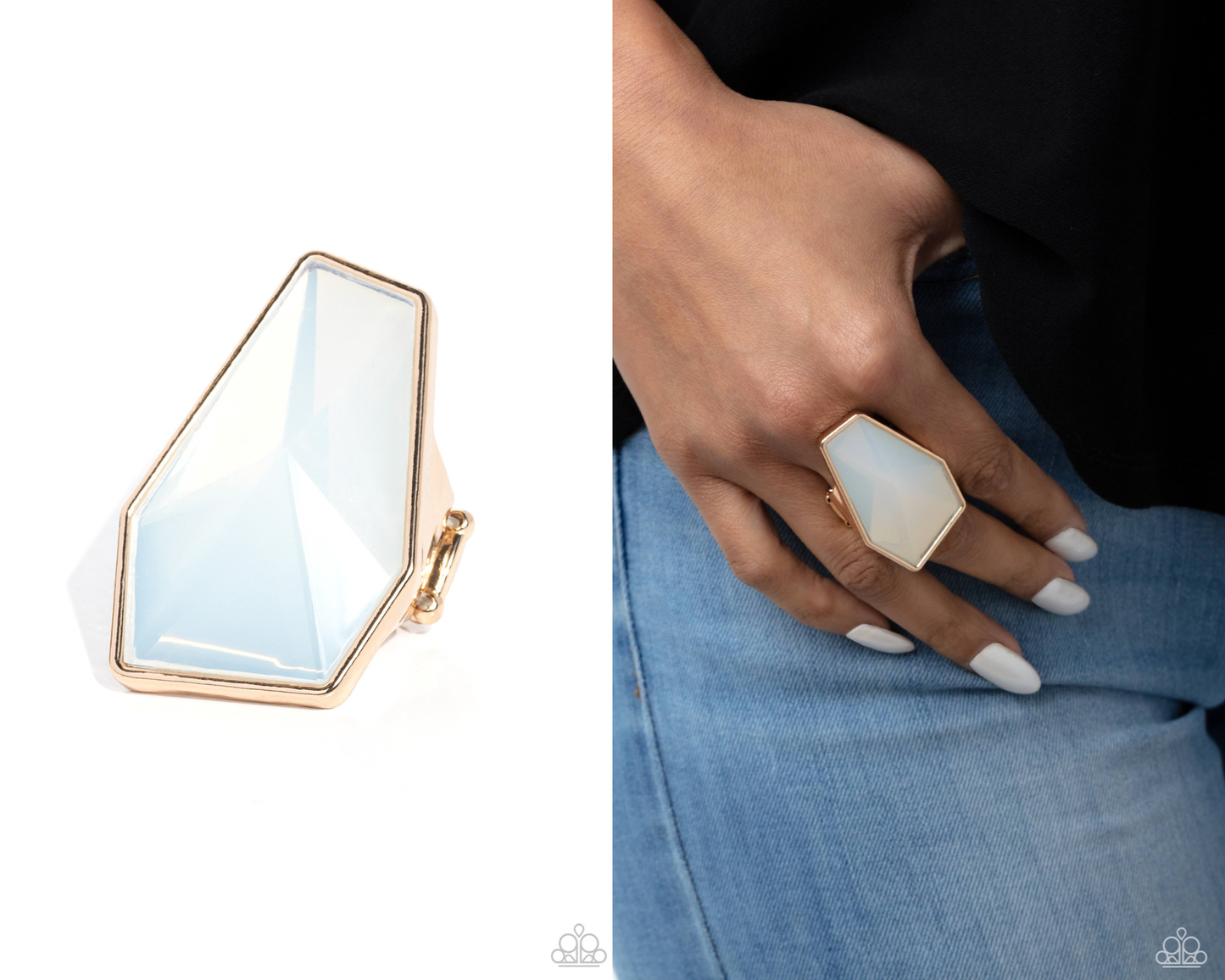 Geotic Glaze - Gold - Opalescent Bead Ring - Paparazzi Accessories