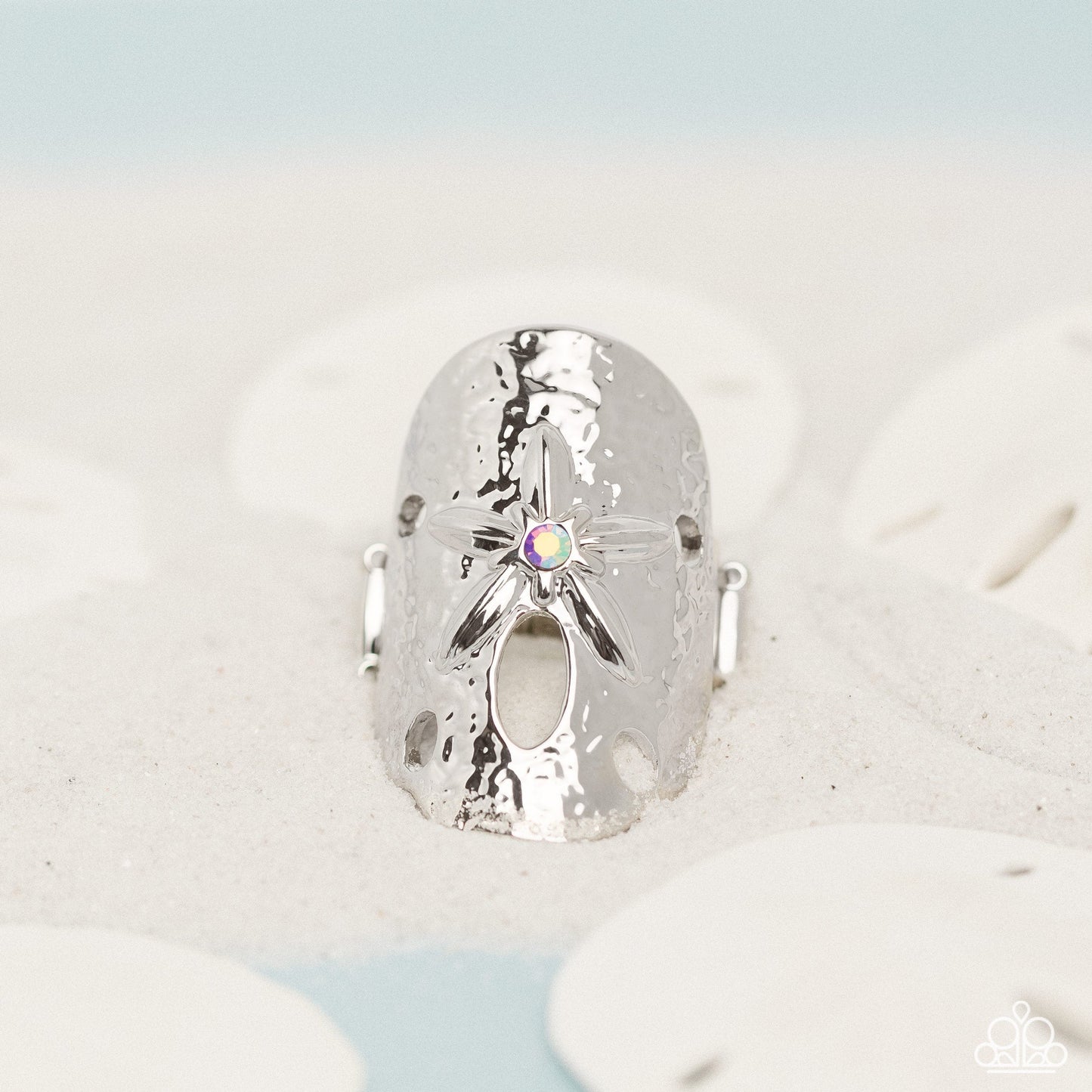 STARFISH Power - Orange UV Rhinestone Sand Dollar Ring - Paparazzi Accessories