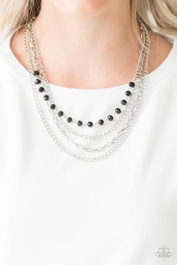 Extravagant Elegance - Black Gems - Multi Layered Necklace & Earrings