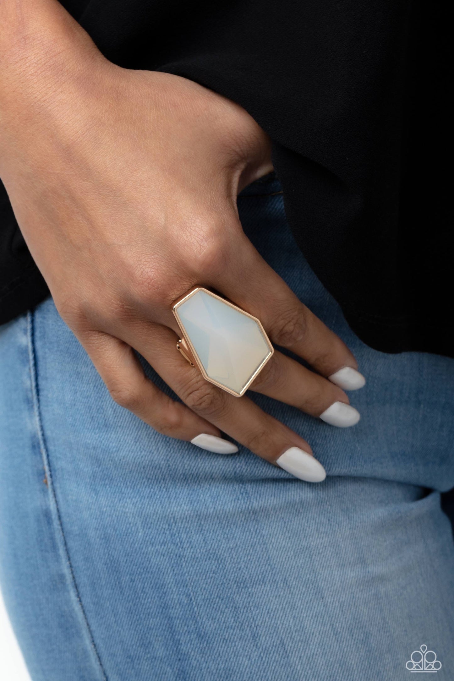Geotic Glaze - Gold - Opalescent Bead Ring - Paparazzi Accessories