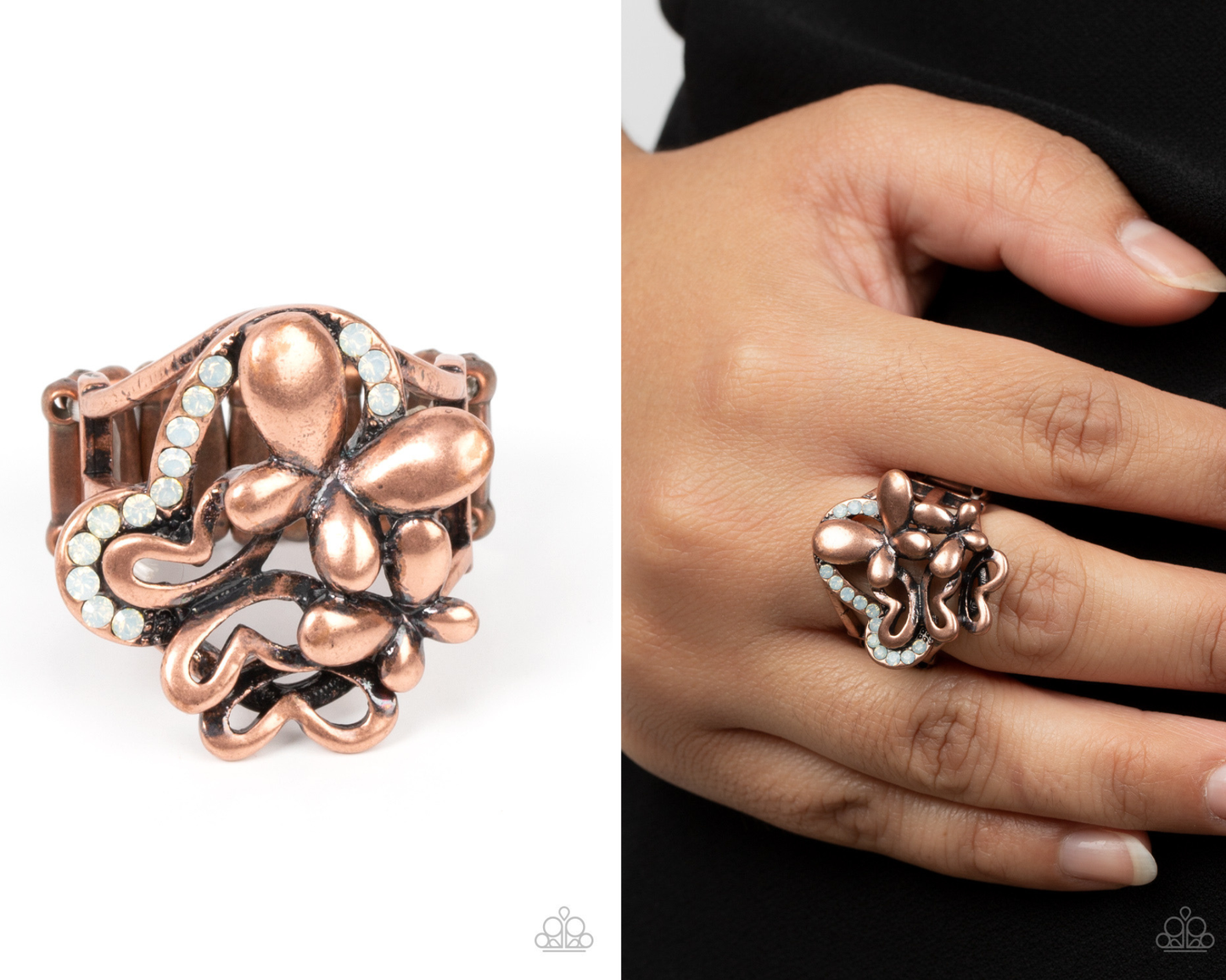 Fluttering Flashback - Copper Butterfly Ring - Paparazzi Accessories