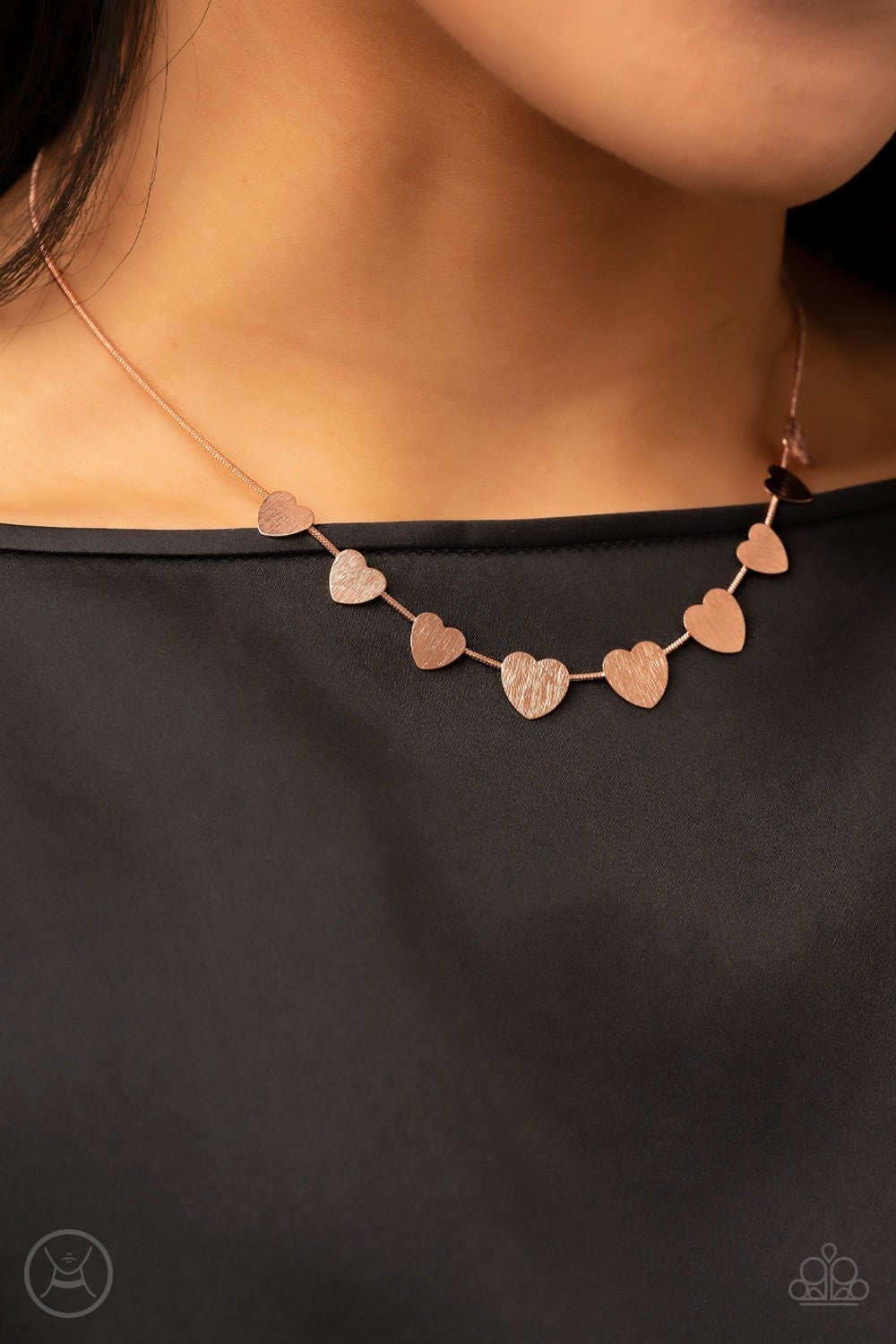 Dainty Desire - Copper - Hearts Choker Necklace - Paparazzi Accessories