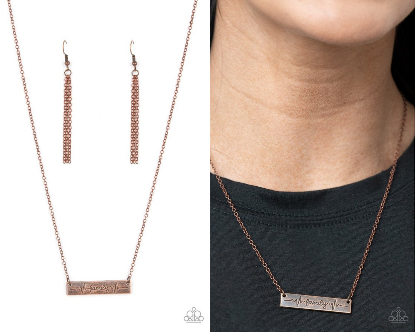 Living The Mom Life - Copper "Family" Bar Necklace - Paparazzi Accessories