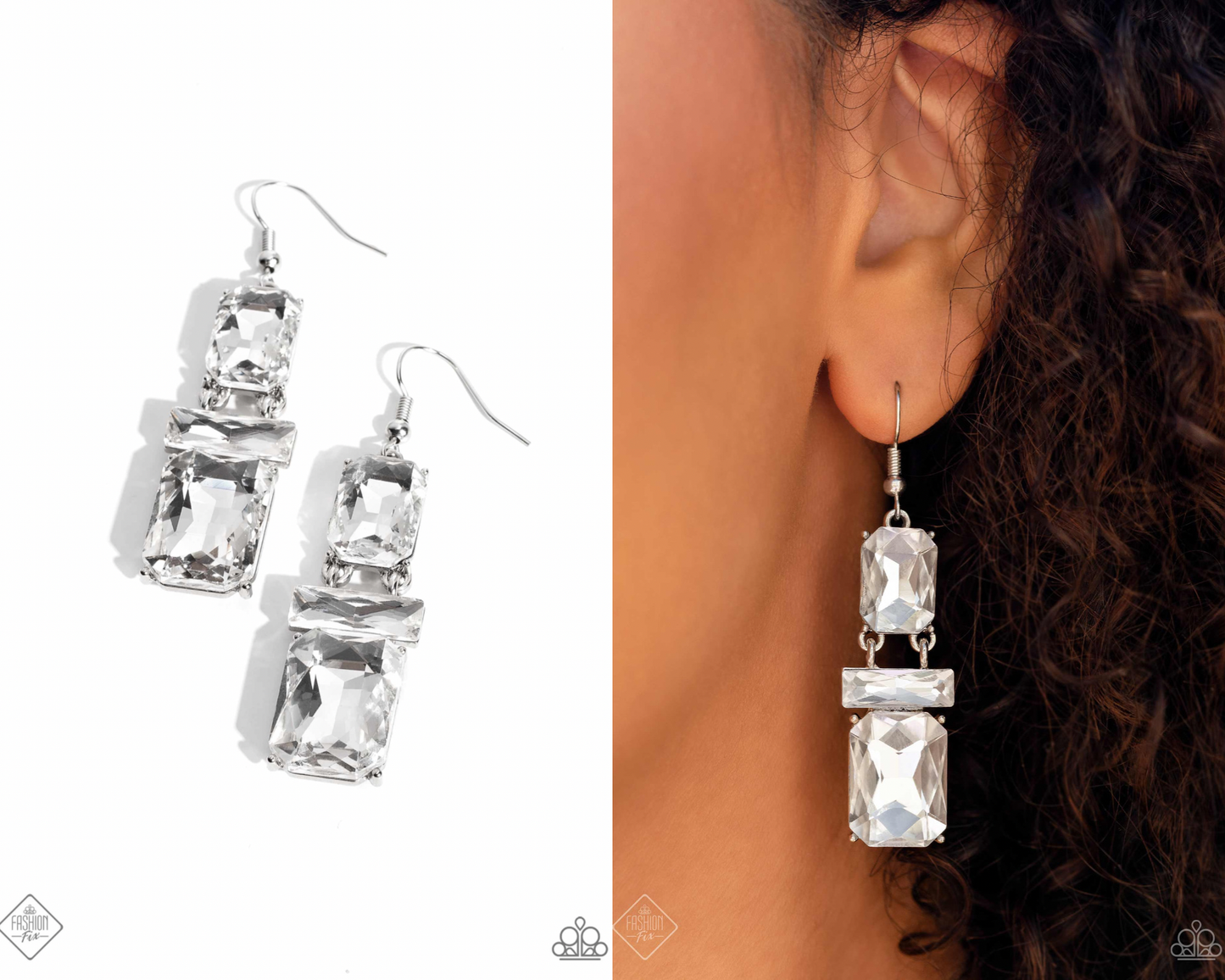 CHAIN Check - White Earrings - Paparazzi Accessories