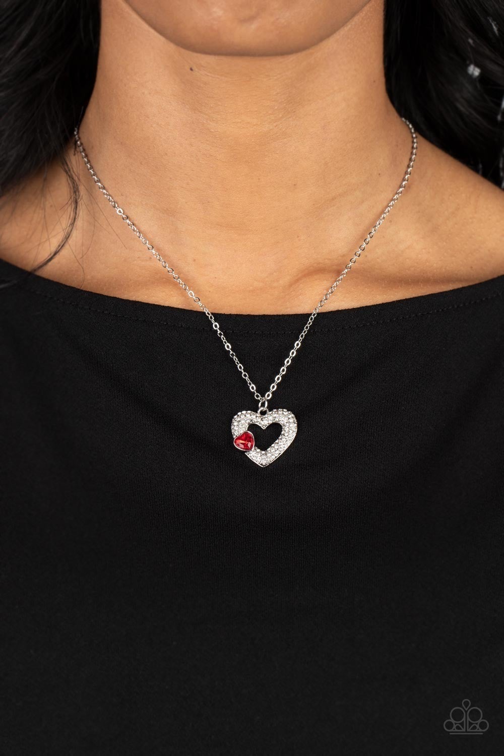 Bedazzled Bliss - Red Heart Necklace - Paparazzi Accessories