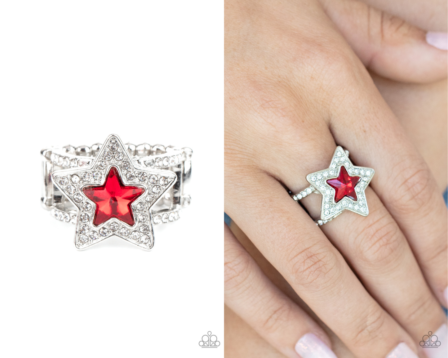 One Nation Under Sparkle - Red Star Ring - Paparazzi Accessories