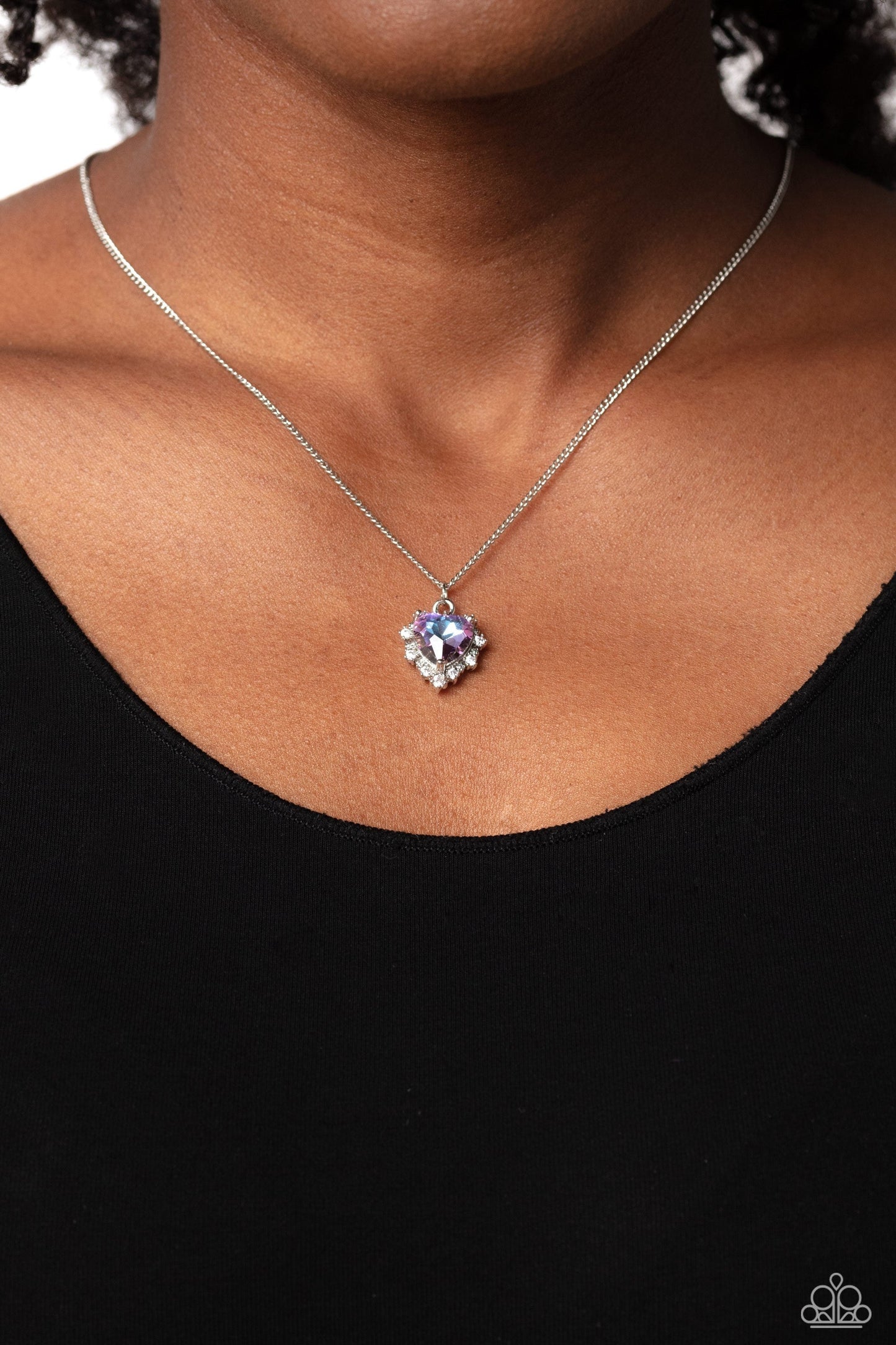 Be Still My Heart - UV Shimmer Yellow Rhinestone Heart Necklace - Paparazzi Accessories0