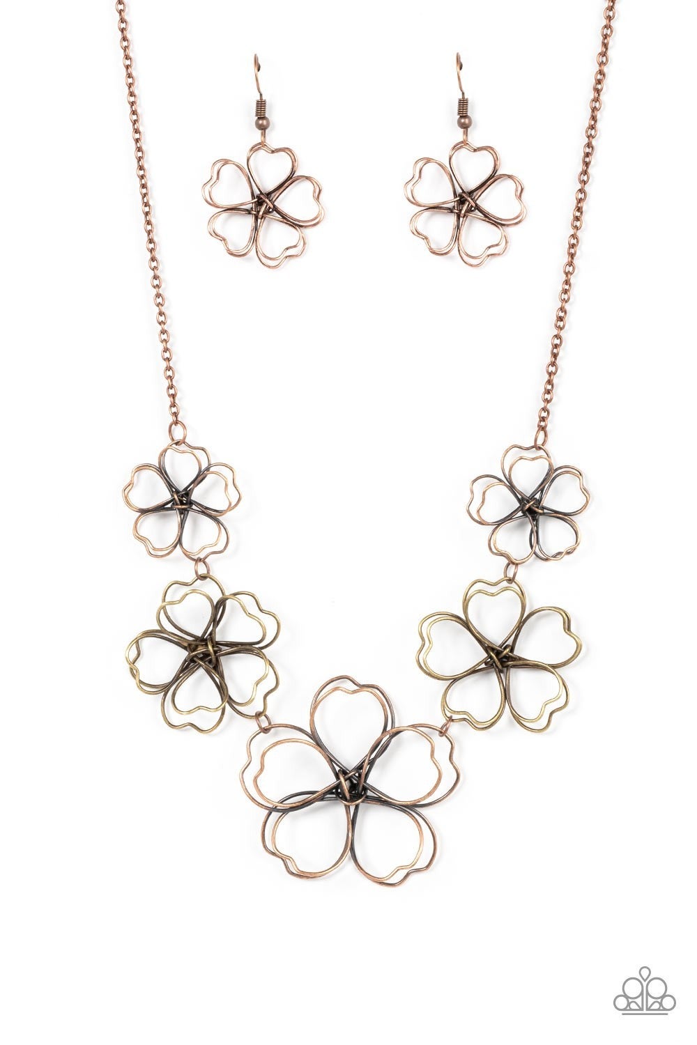 Time to GROW - Copper - Wire Wrapped Flower Necklace - Paparazzi Accessories